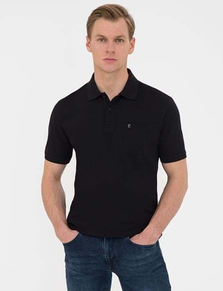 Siyah Regular Fit Basic Polo Yaka T-Shirt - 50239834010