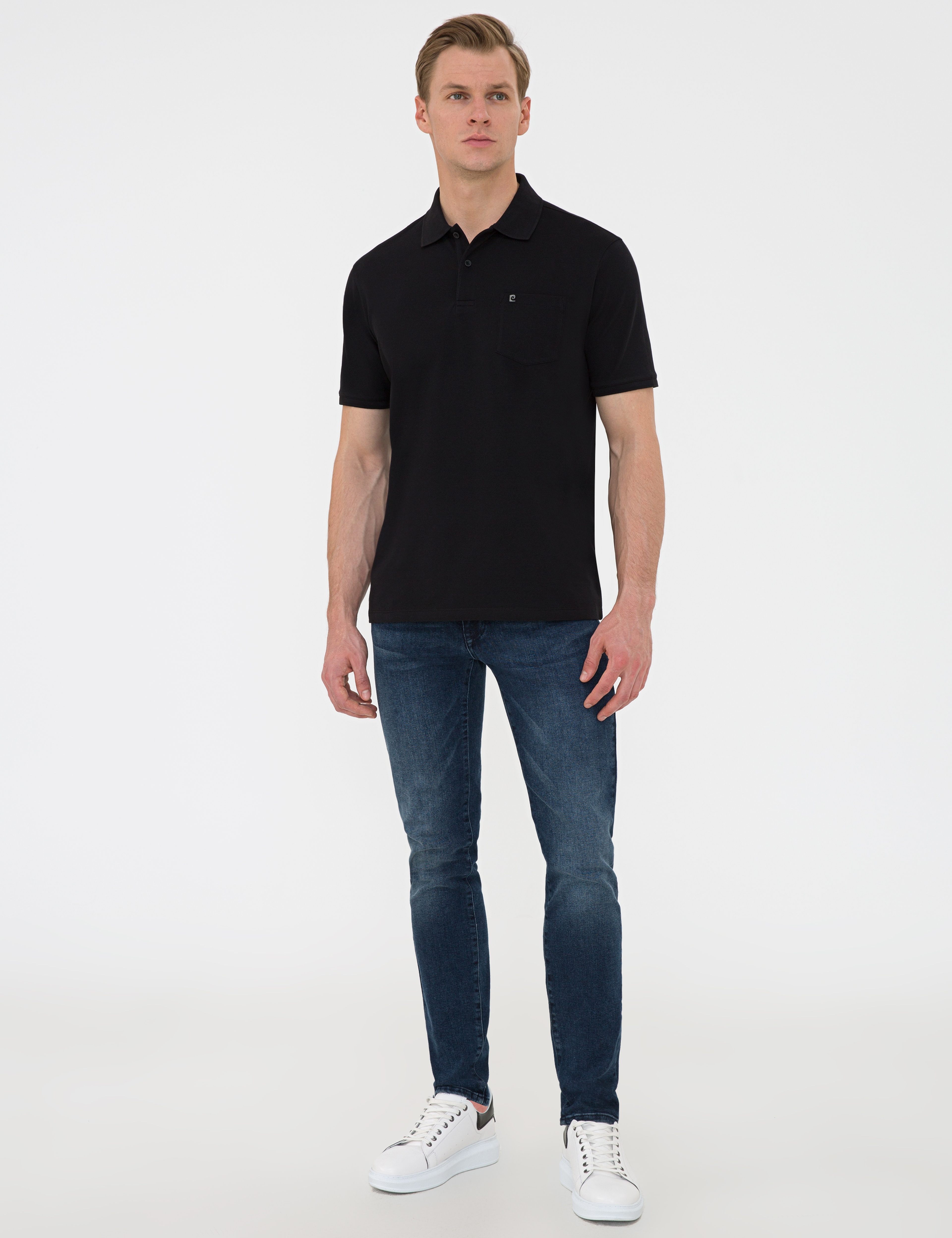 Siyah Regular Fit Basic Polo Yaka T-Shirt