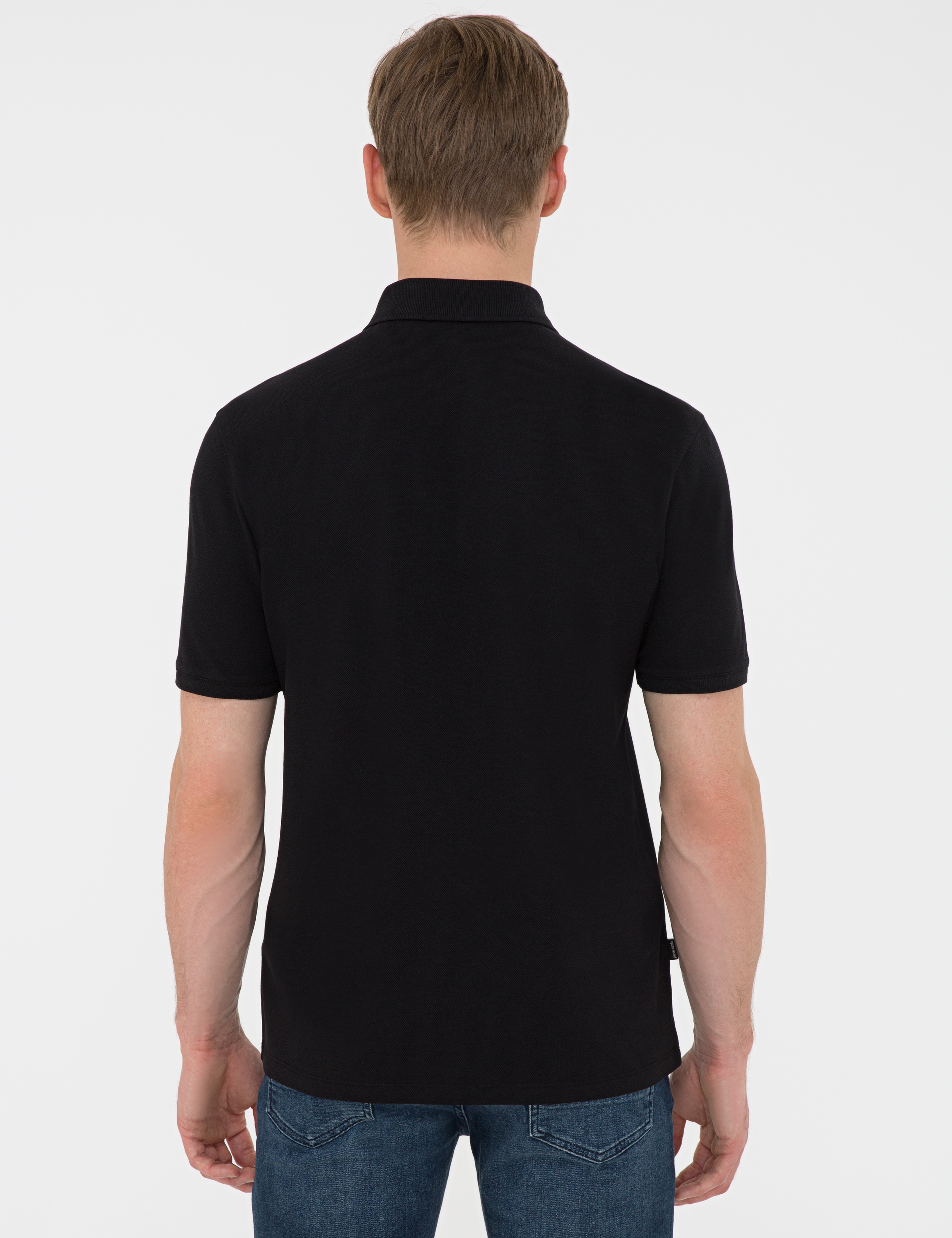 Siyah Regular Fit Basic Polo Yaka T-Shirt