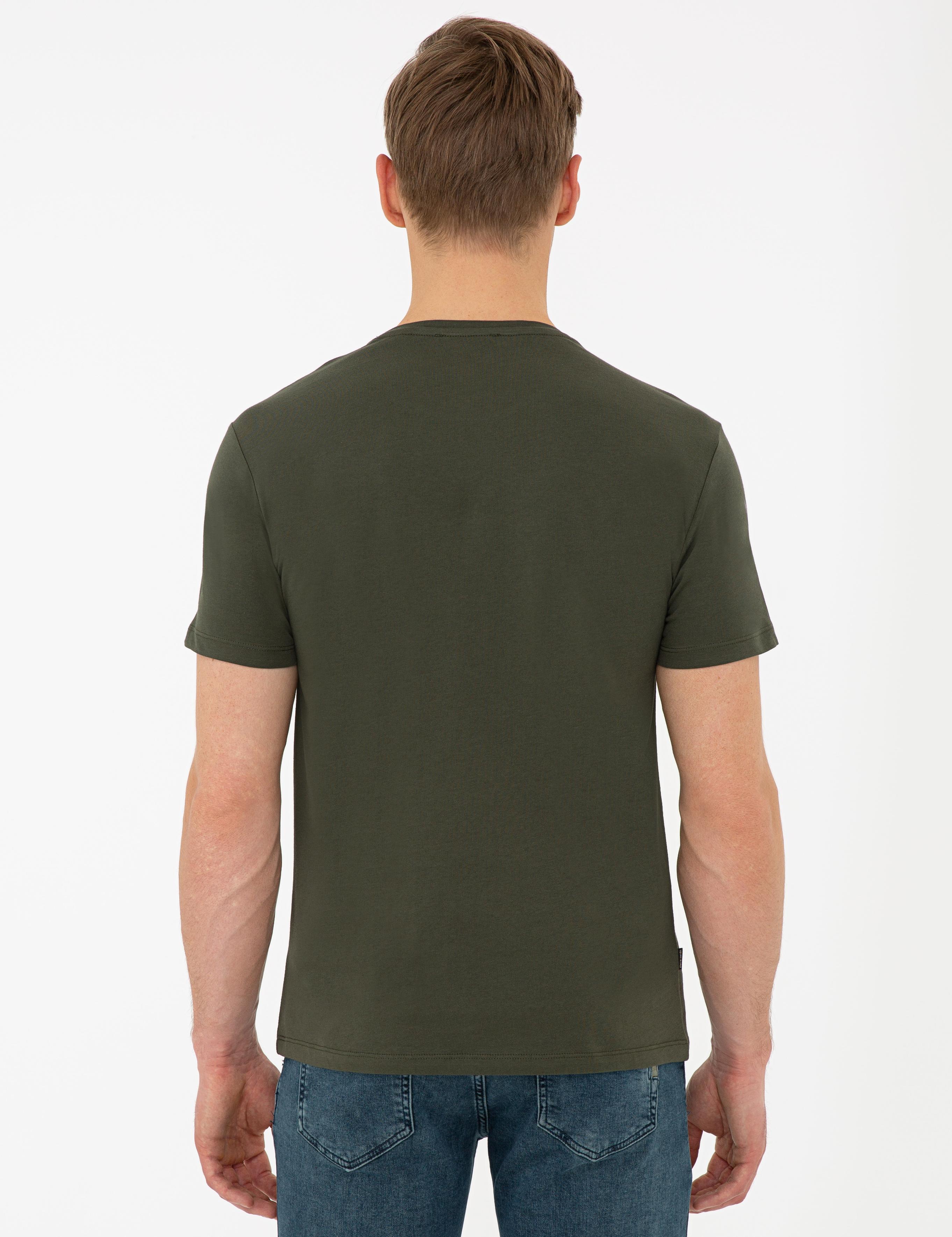 Haki Slim Fit Bisiklet Yaka T-Shirt