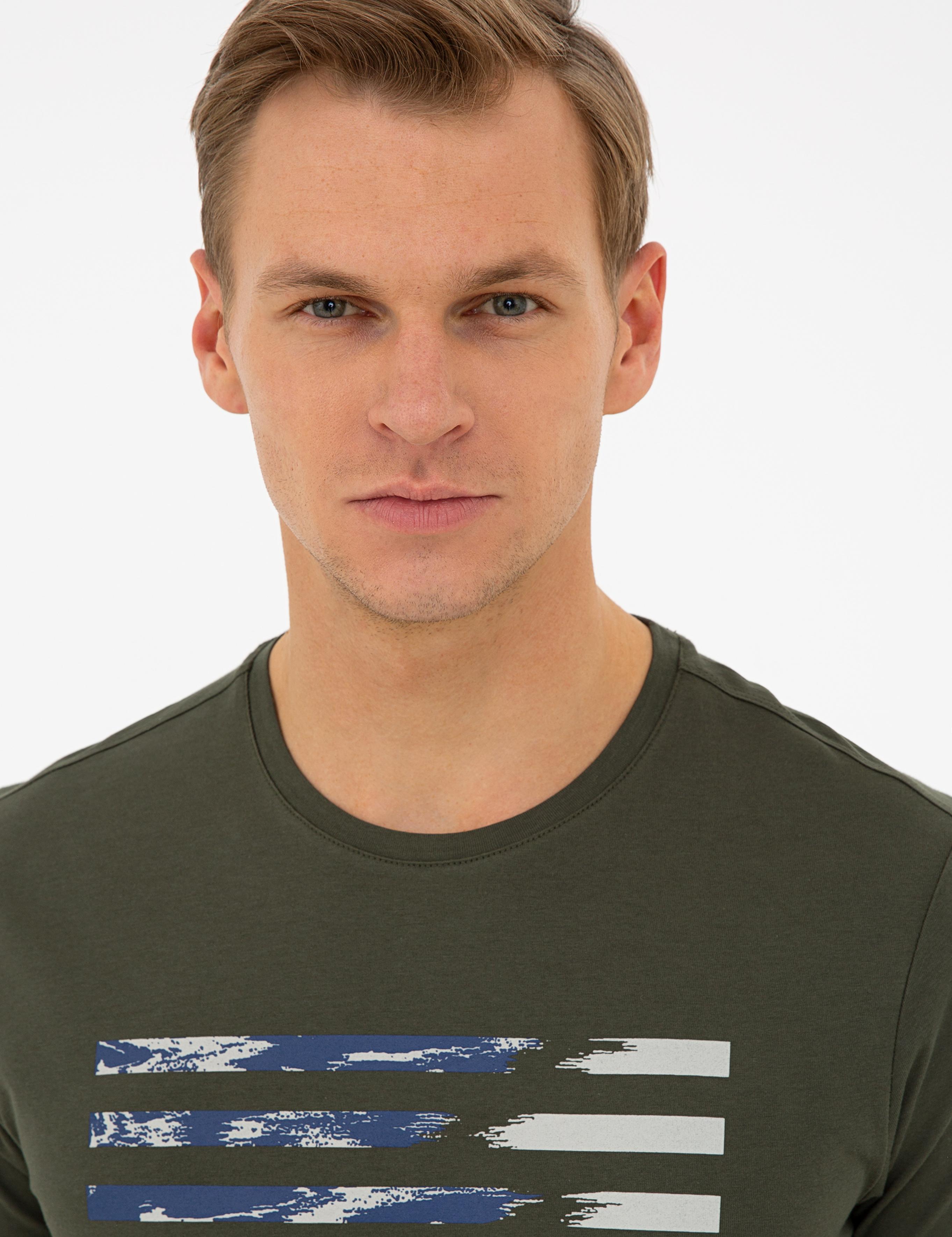 Haki Slim Fit Bisiklet Yaka T-Shirt