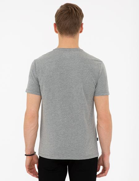 Gri Slim Fit Bisiklet Yaka T-Shirt - 50241486019