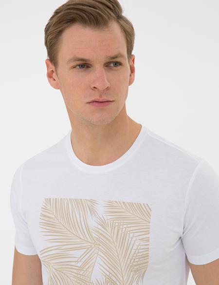 Beyaz Slim Fit Tişört - 50241487005