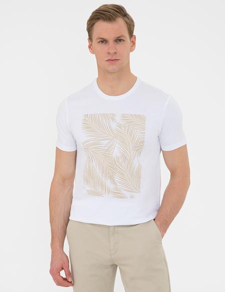 Beyaz Slim Fit Tişört - 50241487005