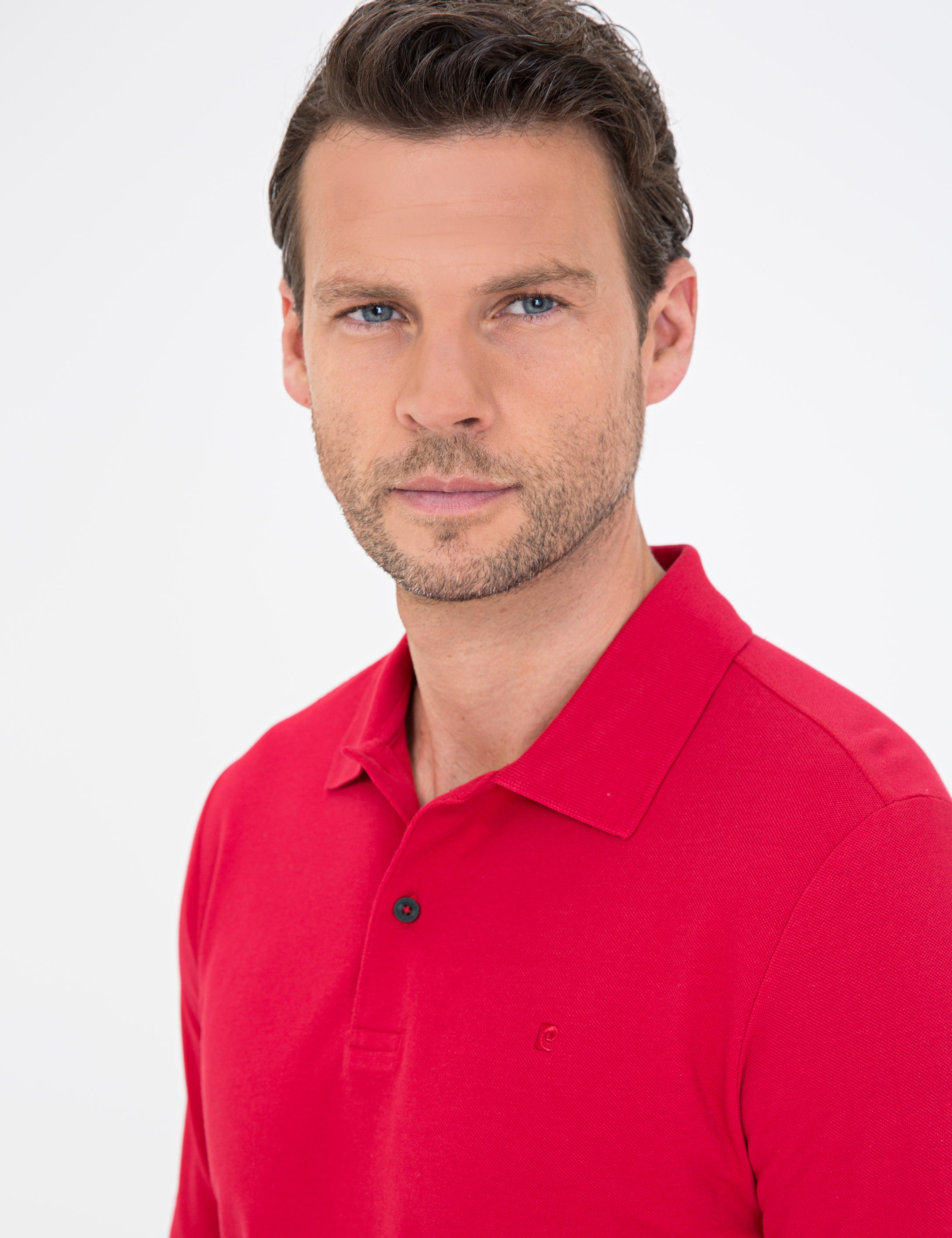 Kırmızı Slim Fit Polo Yaka Sweatshirt - Image 2