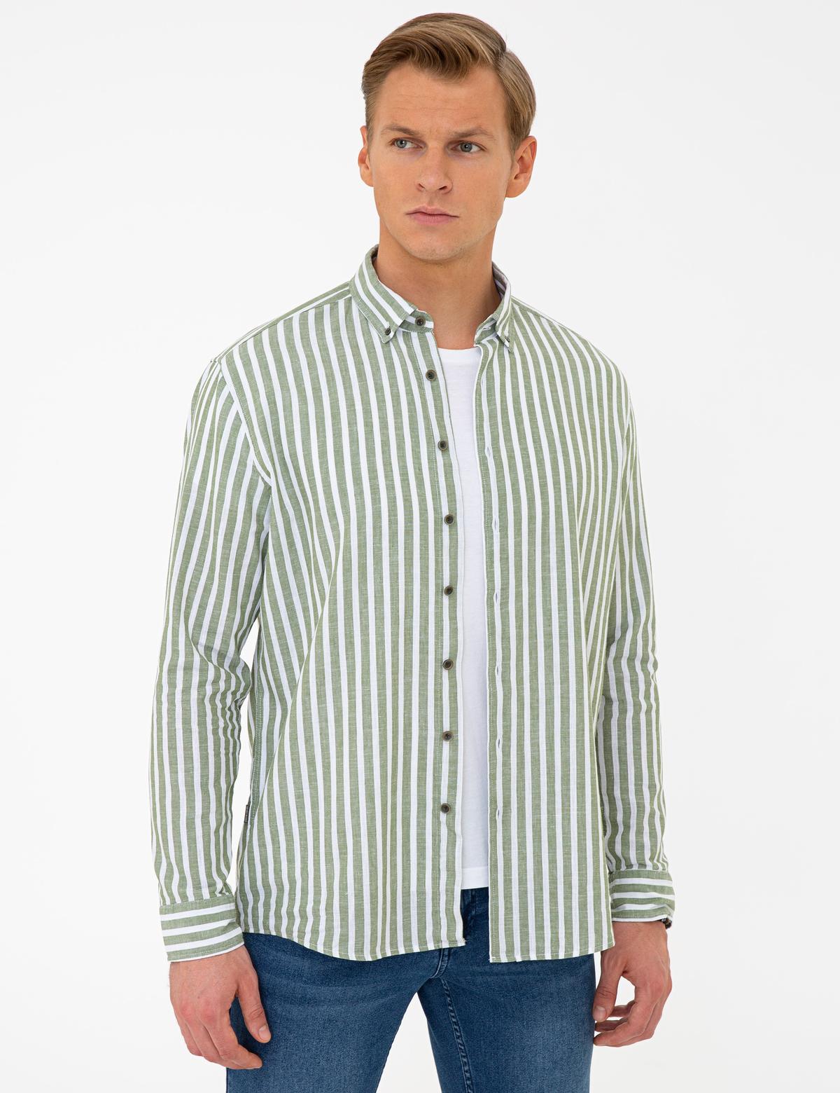 Haki Regular Fit Uzun Kollu Gömlek