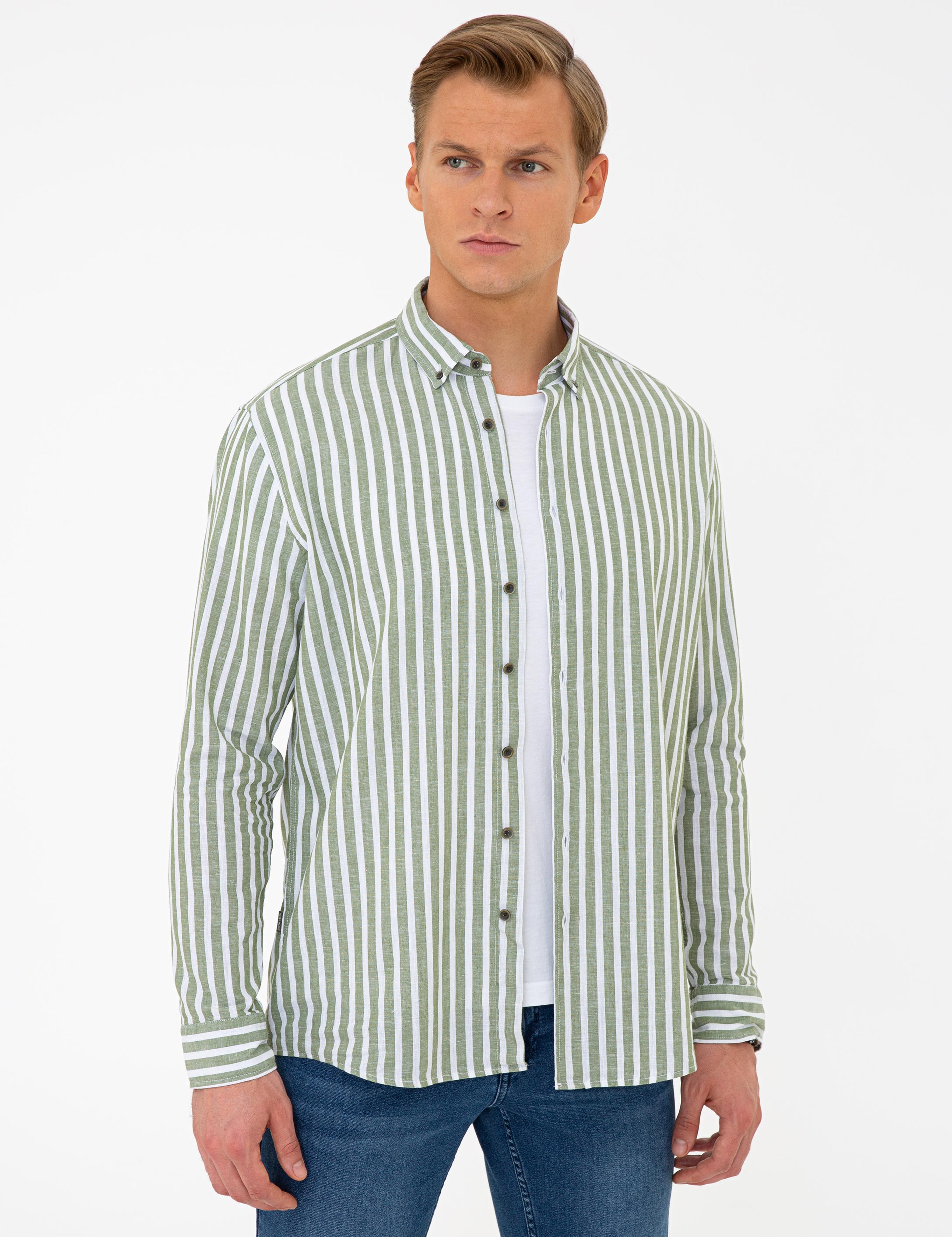 Haki Regular Fit Uzun Kollu Gömlek