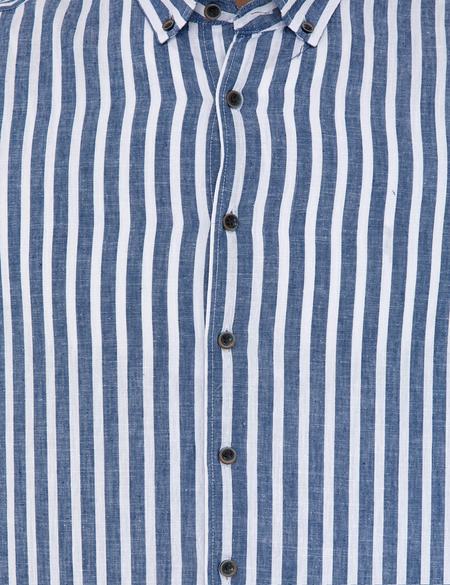 Lacivert Regular Fit Keten Karışımlı Gömlek - 50236738010