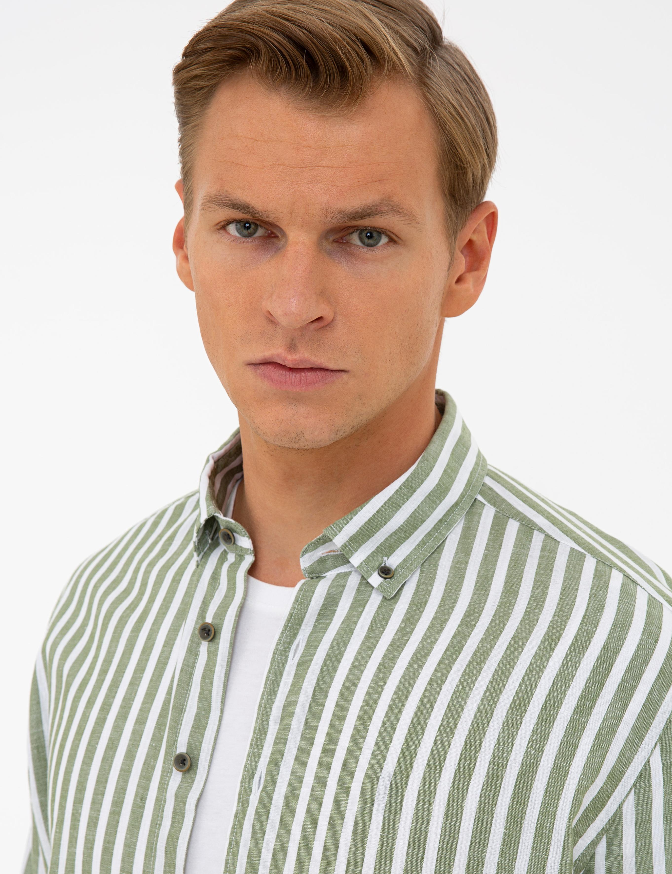 Haki Regular Fit Uzun Kollu Gömlek