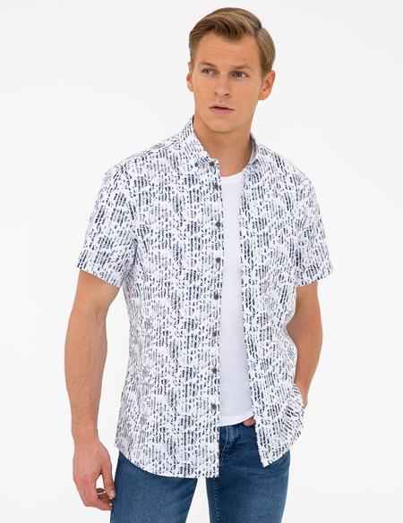 Lacivert Regular Fit Kısa Kollu Gömlek - 50237329007