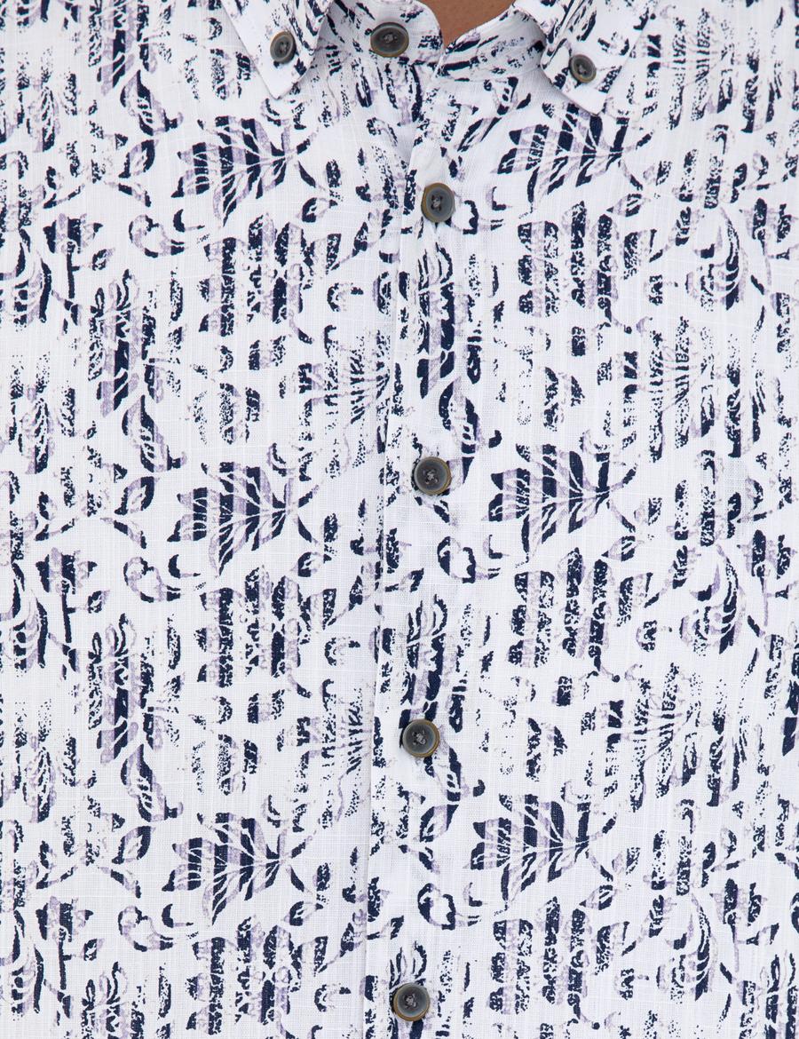 Lacivert Regular Fit Kısa Kollu Gömlek