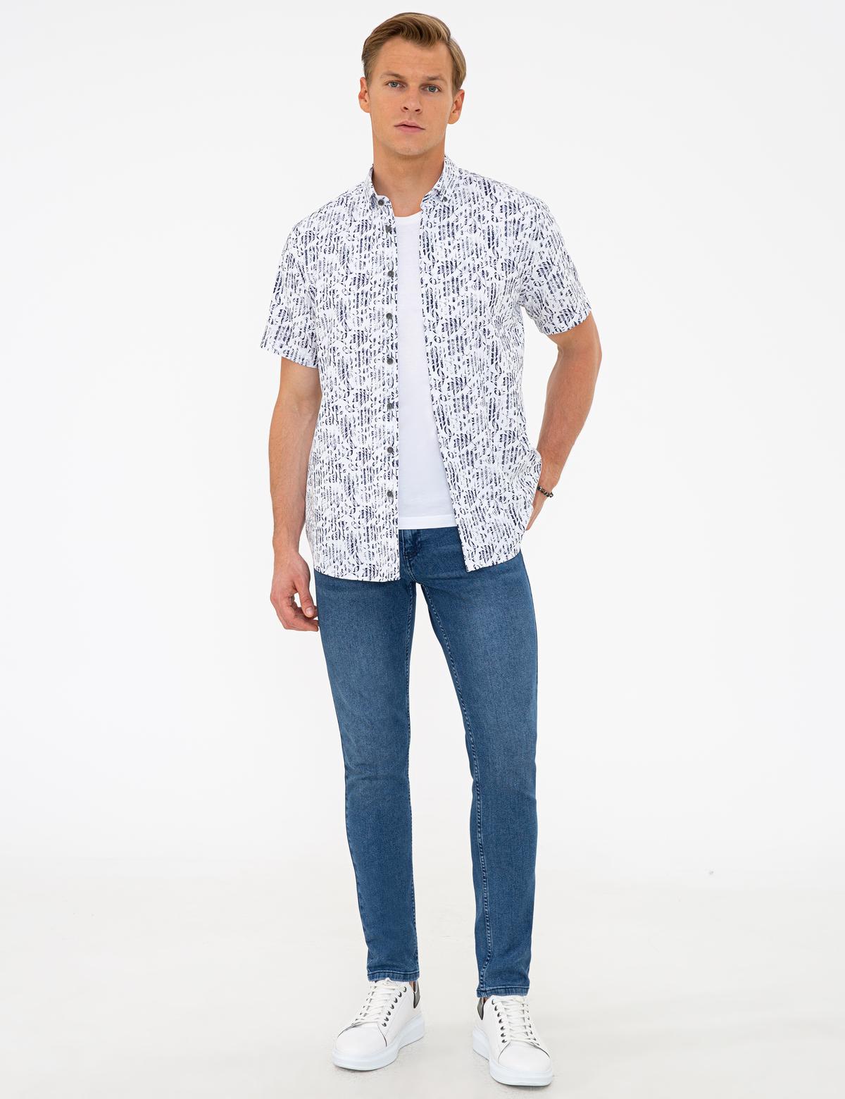 Lacivert Regular Fit Kısa Kollu Gömlek - 50237329007