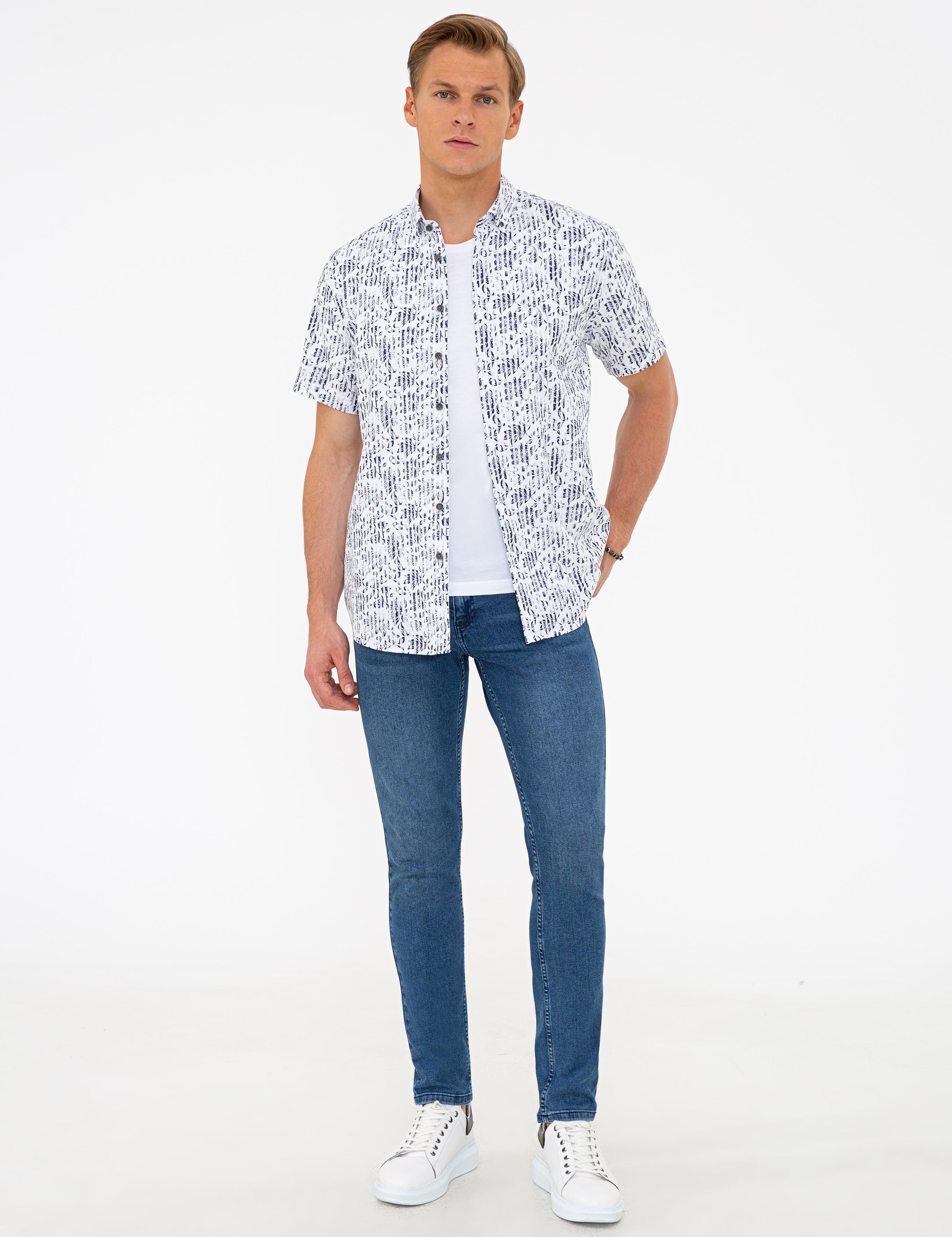 Lacivert Regular Fit Kısa Kollu Gömlek