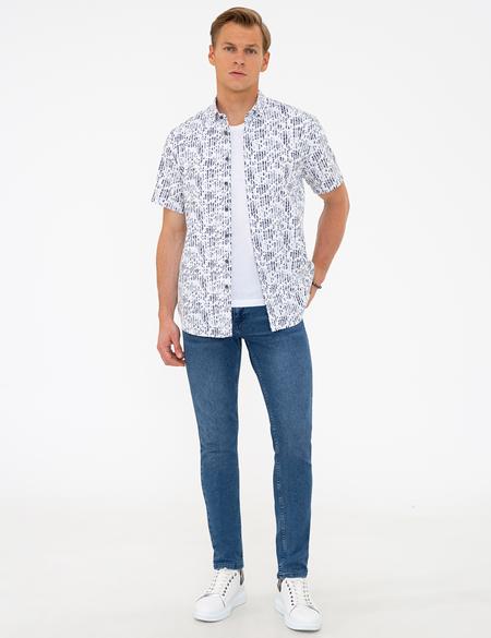 Lacivert Regular Fit Kısa Kollu Gömlek - 50237329007