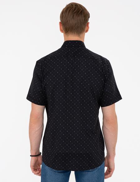 Siyah Regular Fit Kısa Kollu Gömlek - 50237330005