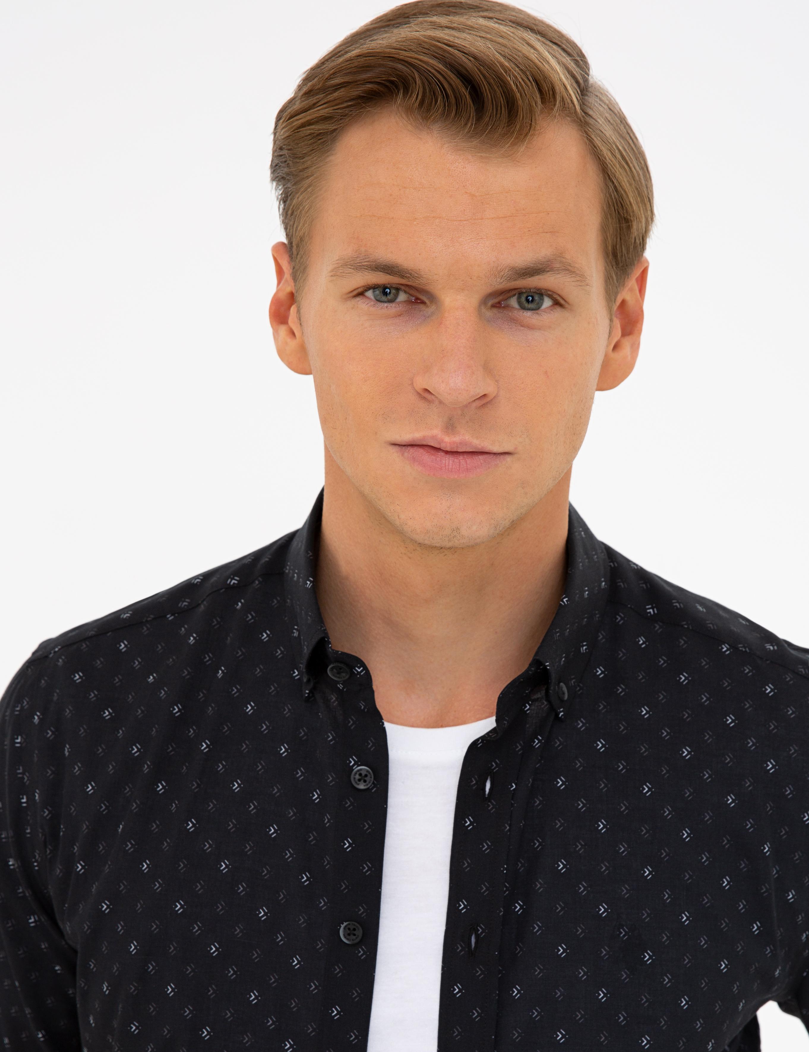 Siyah Regular Fit Kısa Kollu Gömlek