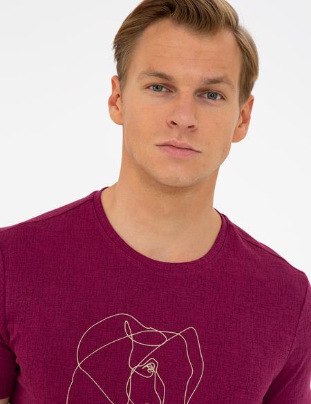 Pembe Slim Fit Bisiklet Yaka Tişört - 50232422157