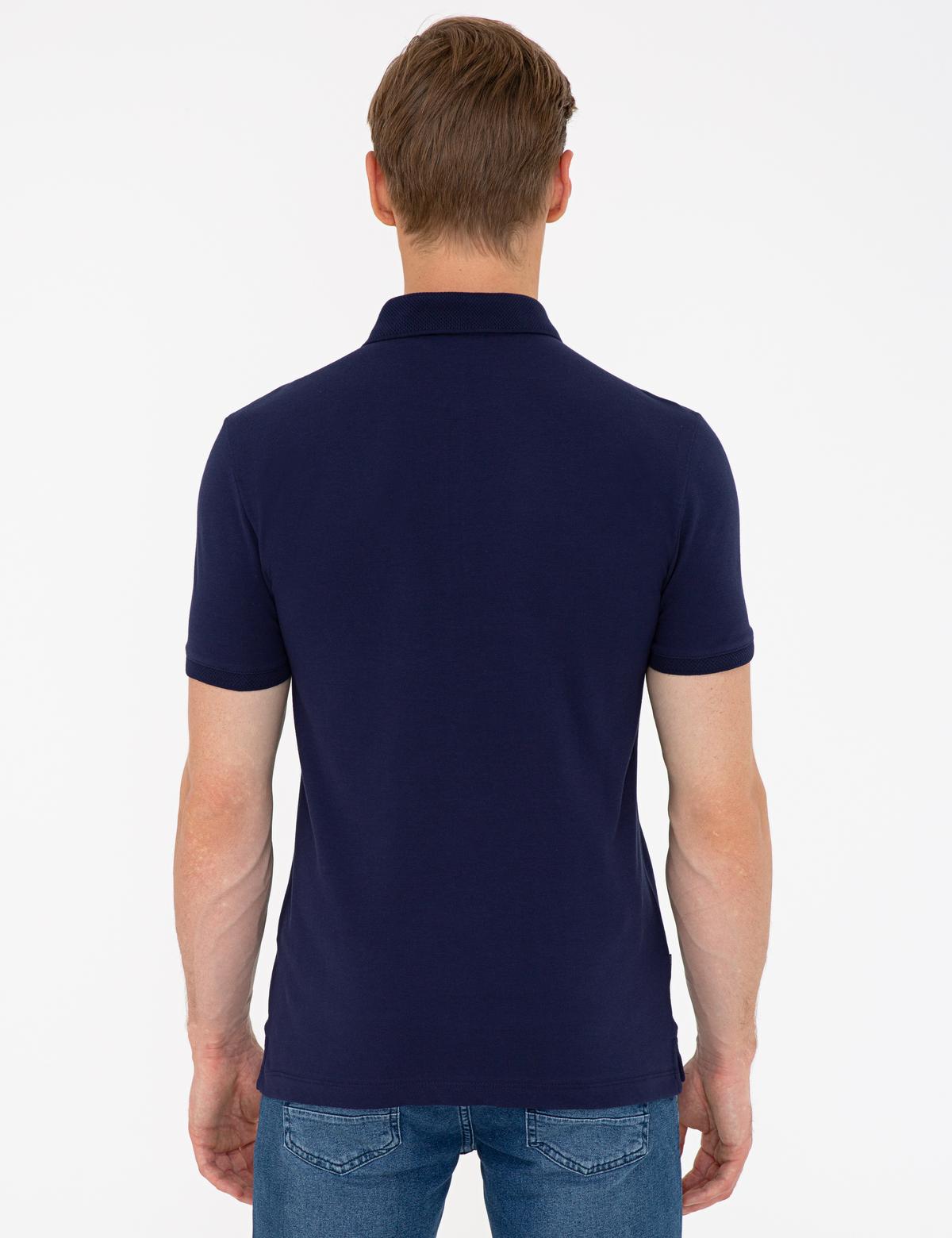 Koyu Lacivert Slim Fit Fermuar Detaylı Polo Yaka Tişört - 50236005023