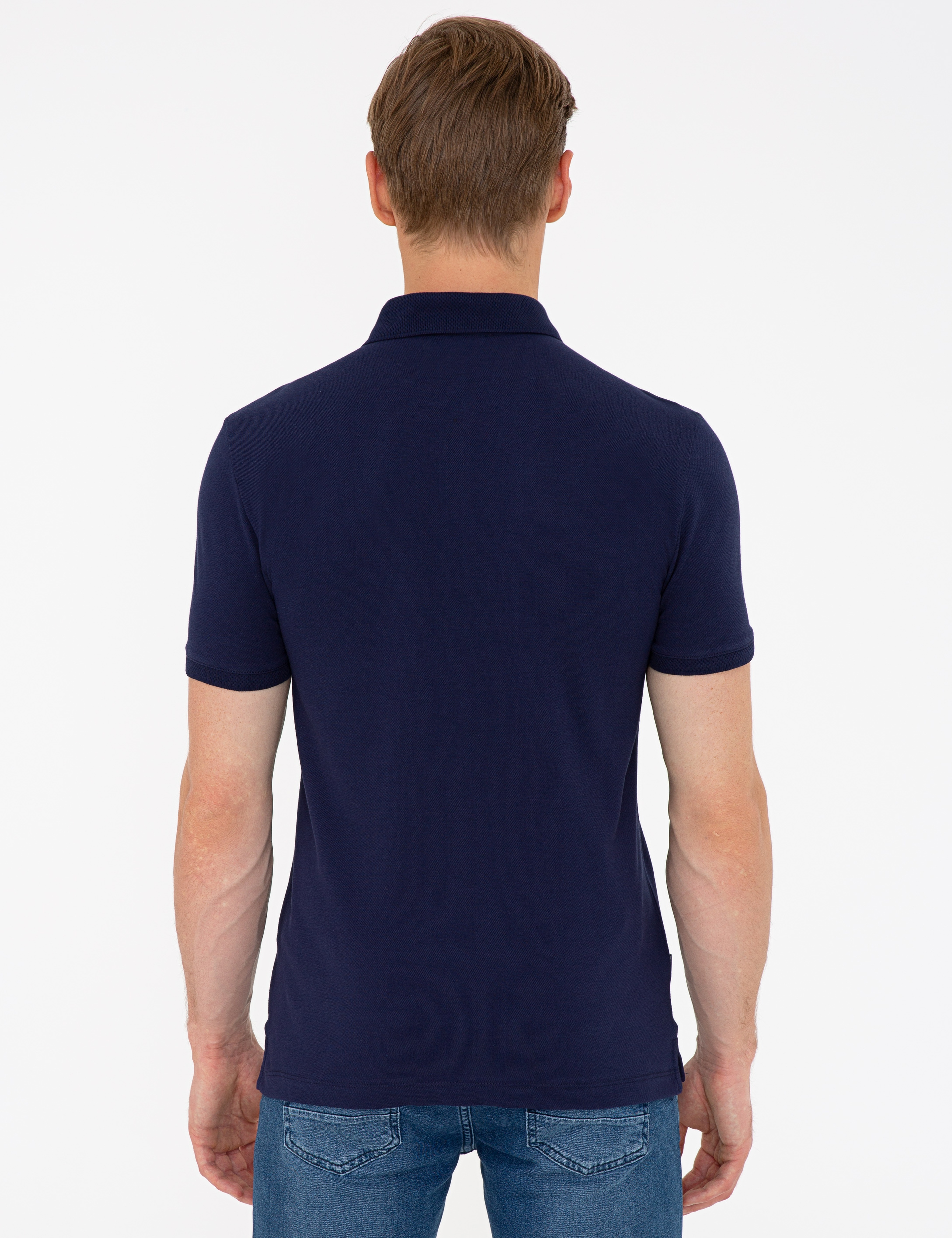 Koyu Lacivert Slim Fit Fermuar Detaylı Polo Yaka Tişört