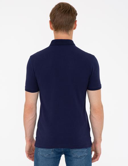 Koyu Lacivert Slim Fit Fermuar Detaylı Polo Yaka Tişört - 50236005023