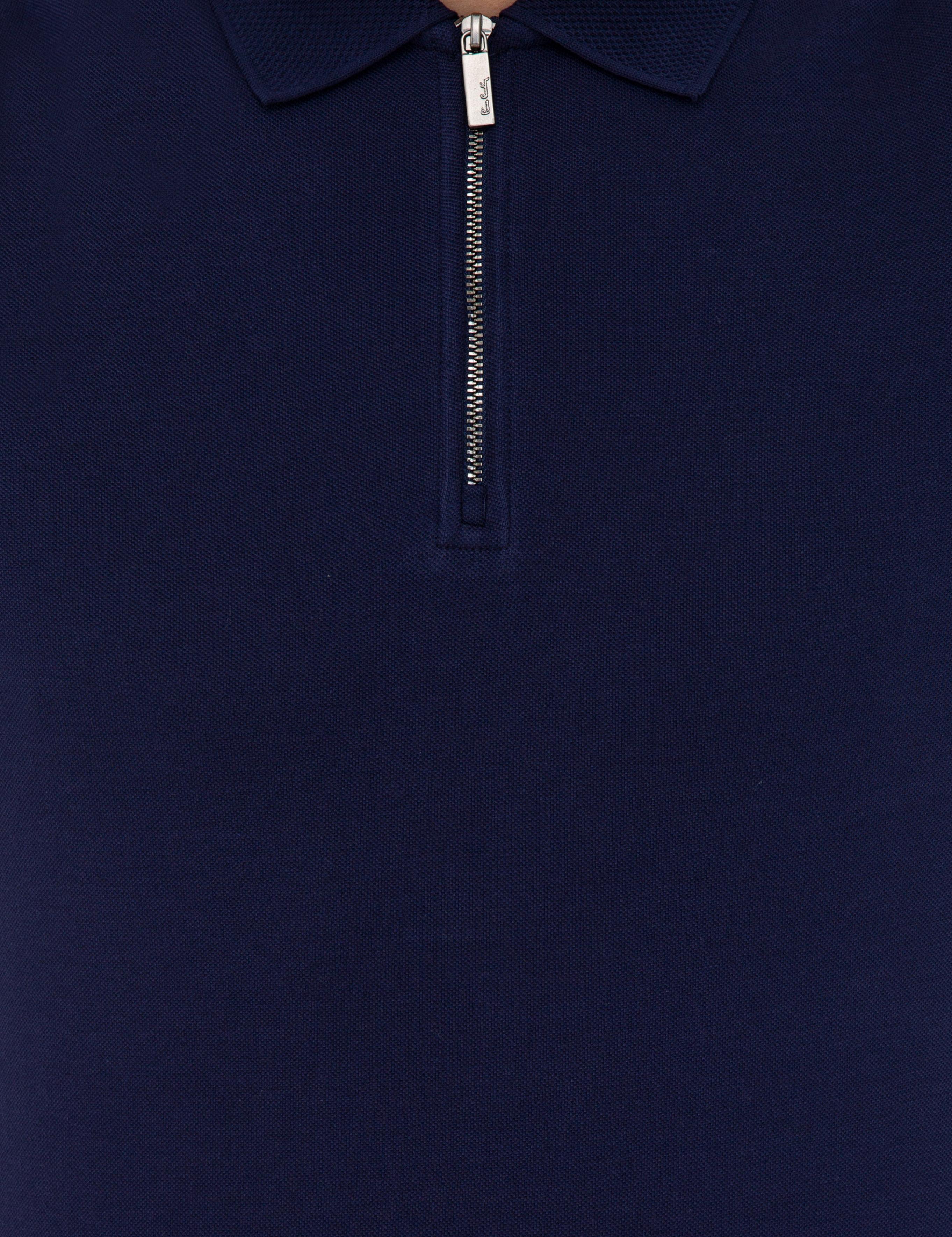 Koyu Lacivert Slim Fit Fermuar Detaylı Polo Yaka Tişört