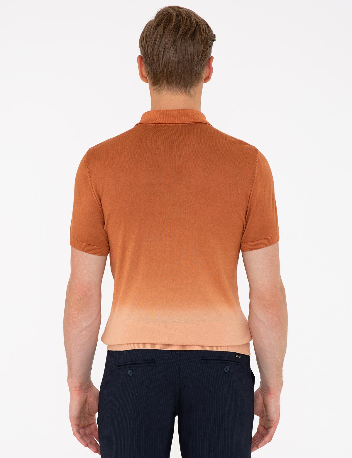 Kahverengi Slim Fit Düğmeli Polo Yaka Triko Tişört - 50232466163