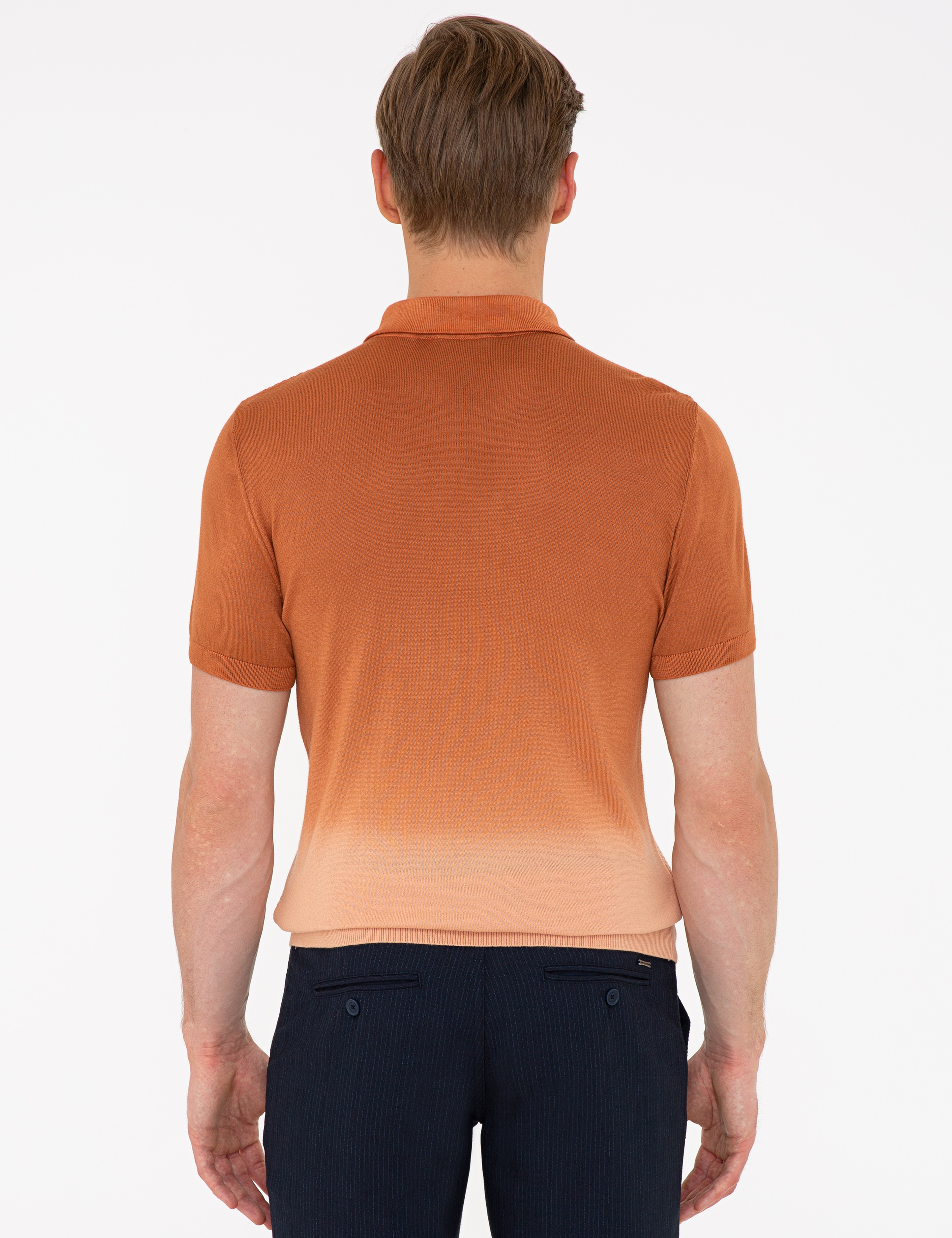 Kahverengi Slim Fit Düğmeli Polo Yaka Triko Tişört
