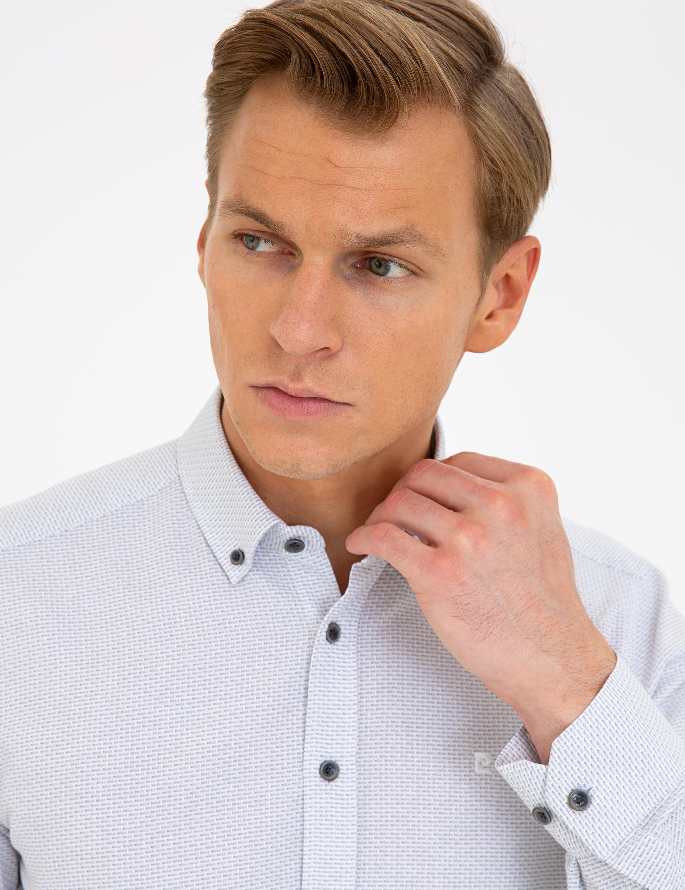 Gri Slim Fit Uzun Kollu Gömlek