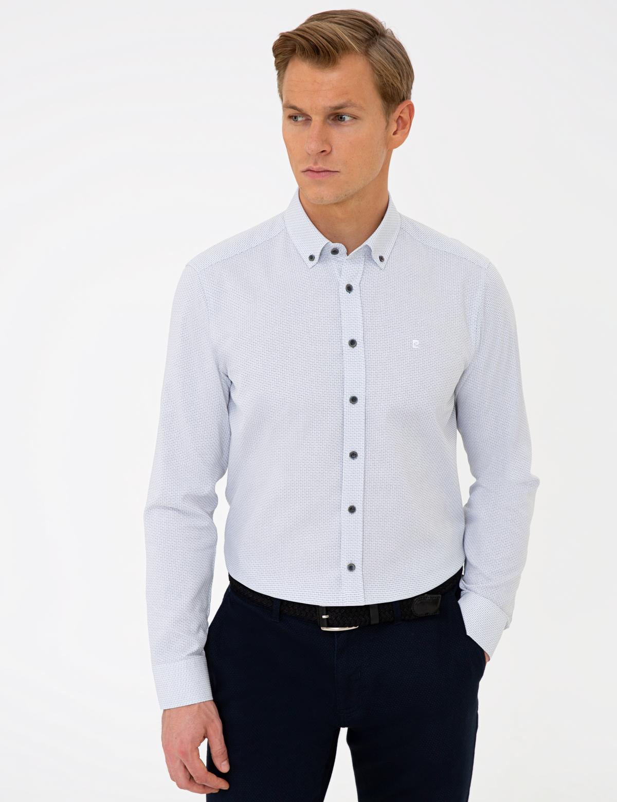 Gri Slim Fit Uzun Kollu Gömlek