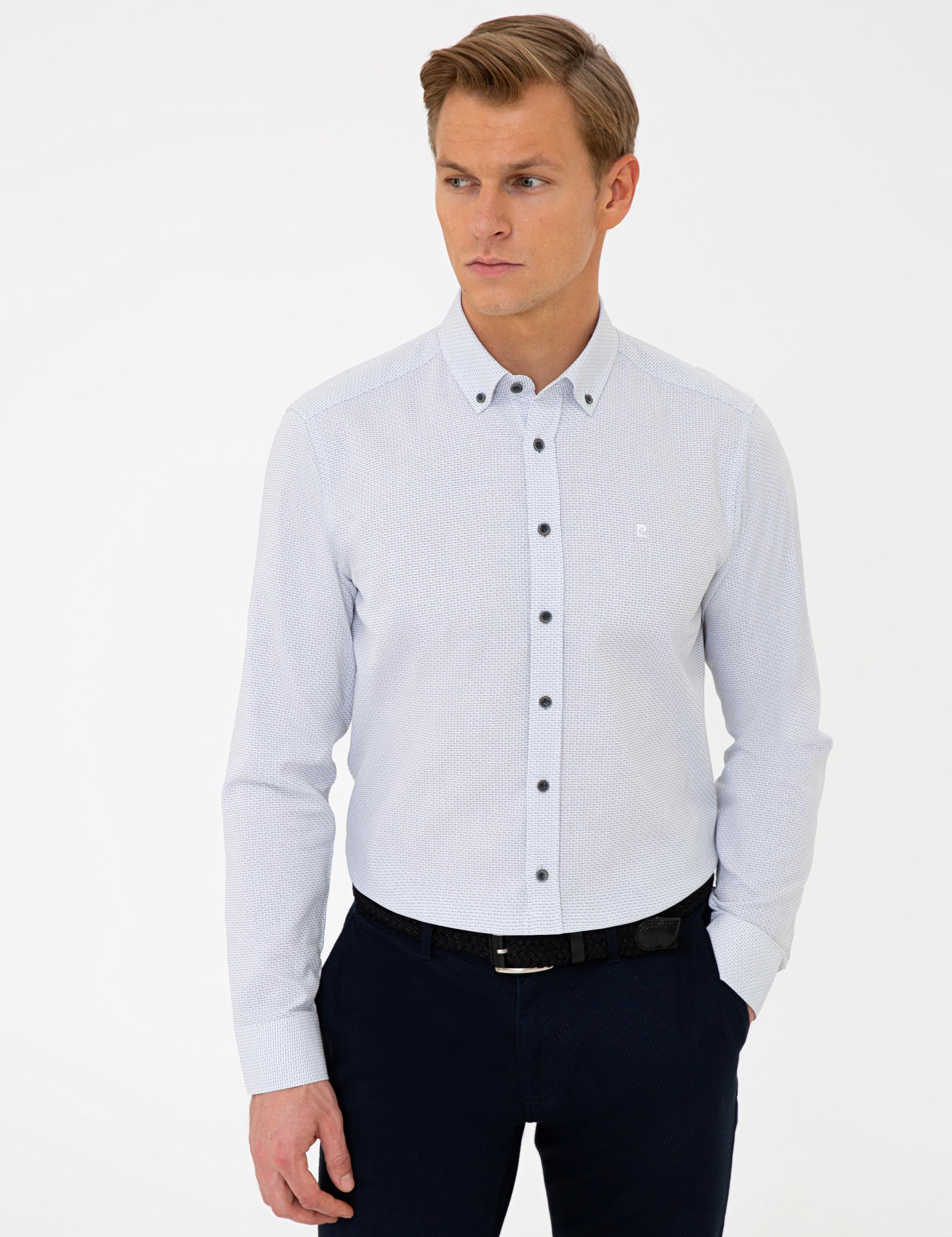 Gri Slim Fit Uzun Kollu Gömlek