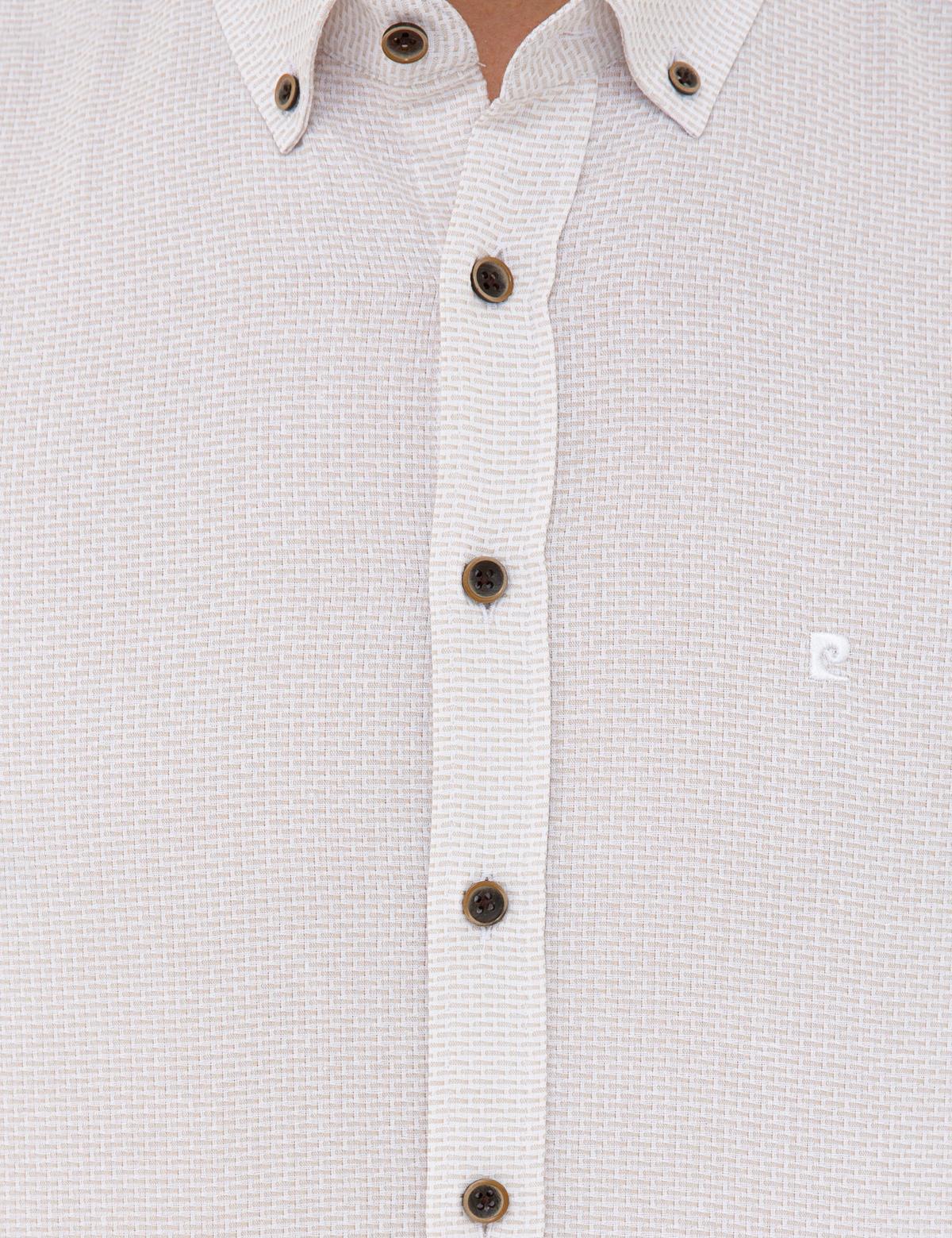 Bej Slim Fit Uzun Kollu Gömlek - 50236675002