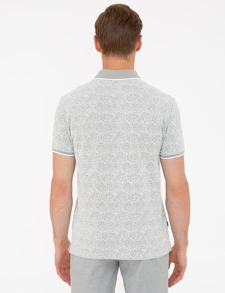 Açık Yeşil Slim Fit Baskılı Polo Yaka Tişört - 50232432158