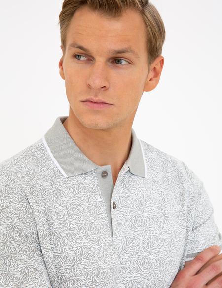 Açık Yeşil Slim Fit Baskılı Polo Yaka Tişört - 50232432158