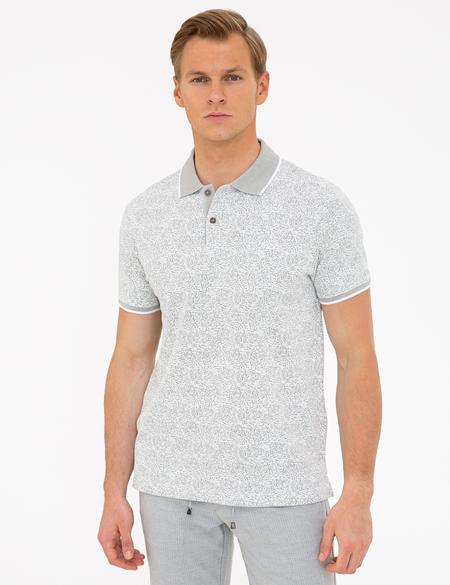 Açık Yeşil Slim Fit Baskılı Polo Yaka Tişört - 50232432158