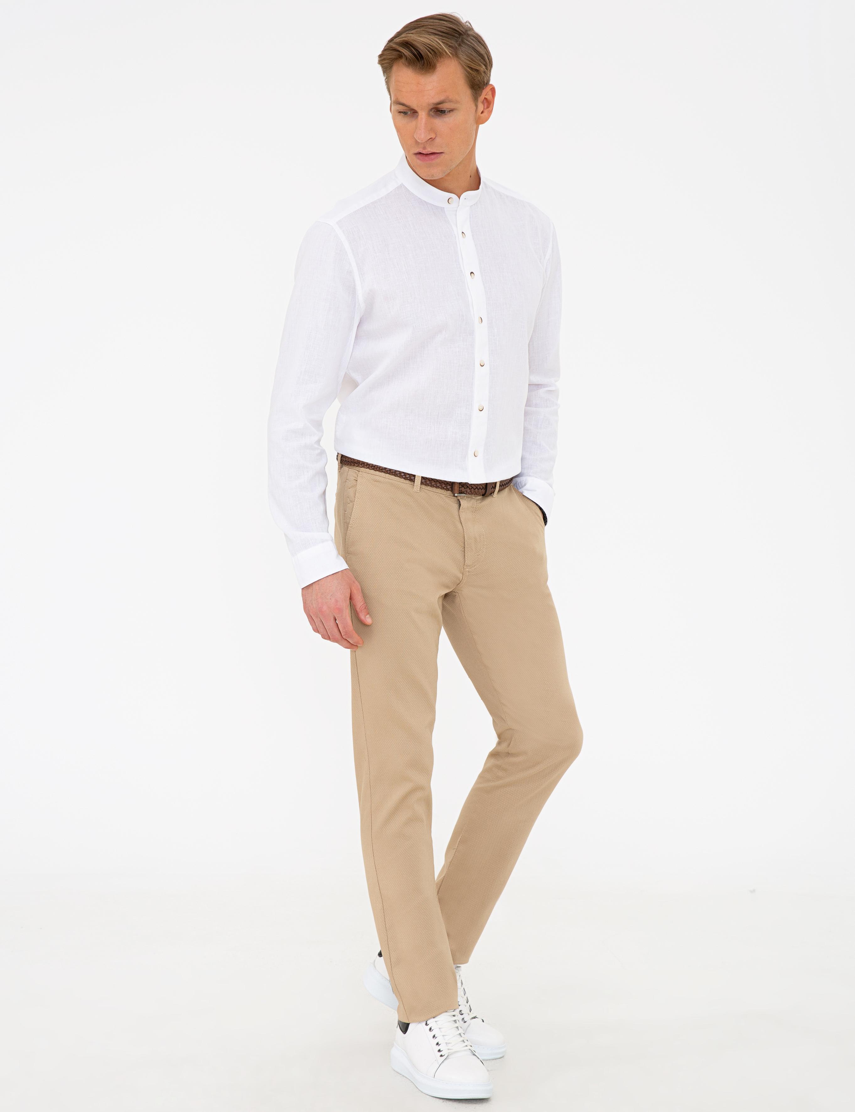 Camel Slim Fit Kanvas Pantolon