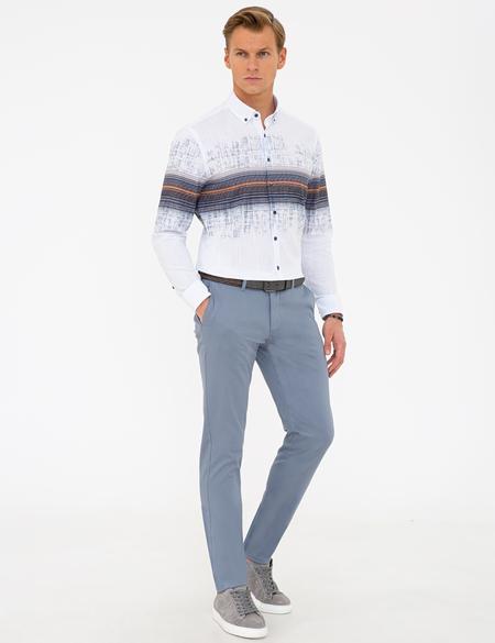Koyu Mavi Slim Fit Kanvas Pantolon - 50240326219