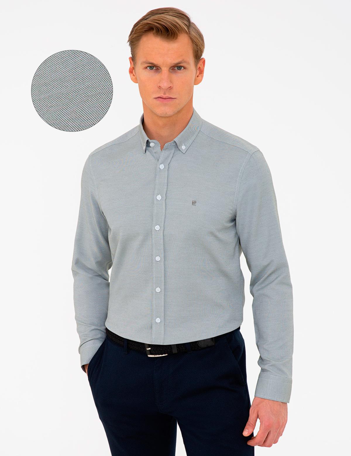 Haki Slim Fit Uzun Kollu Gömlek