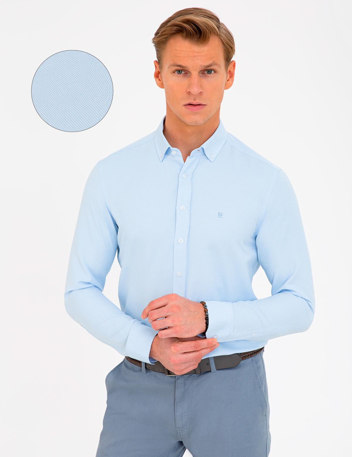 Açık Mavi Slim Fit Oxford Gömlek