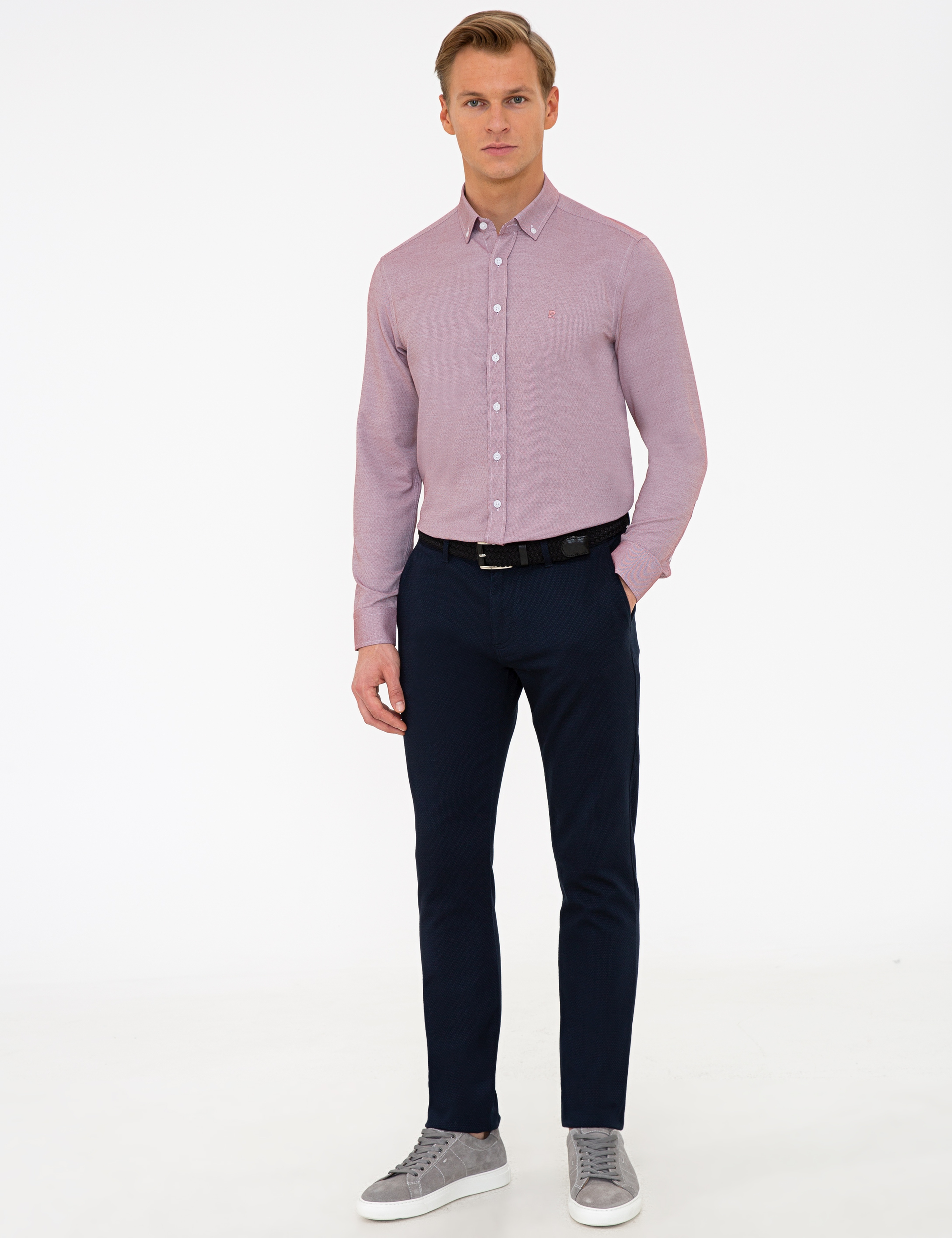 Bordo Slim Fit Uzun Kollu Gömlek