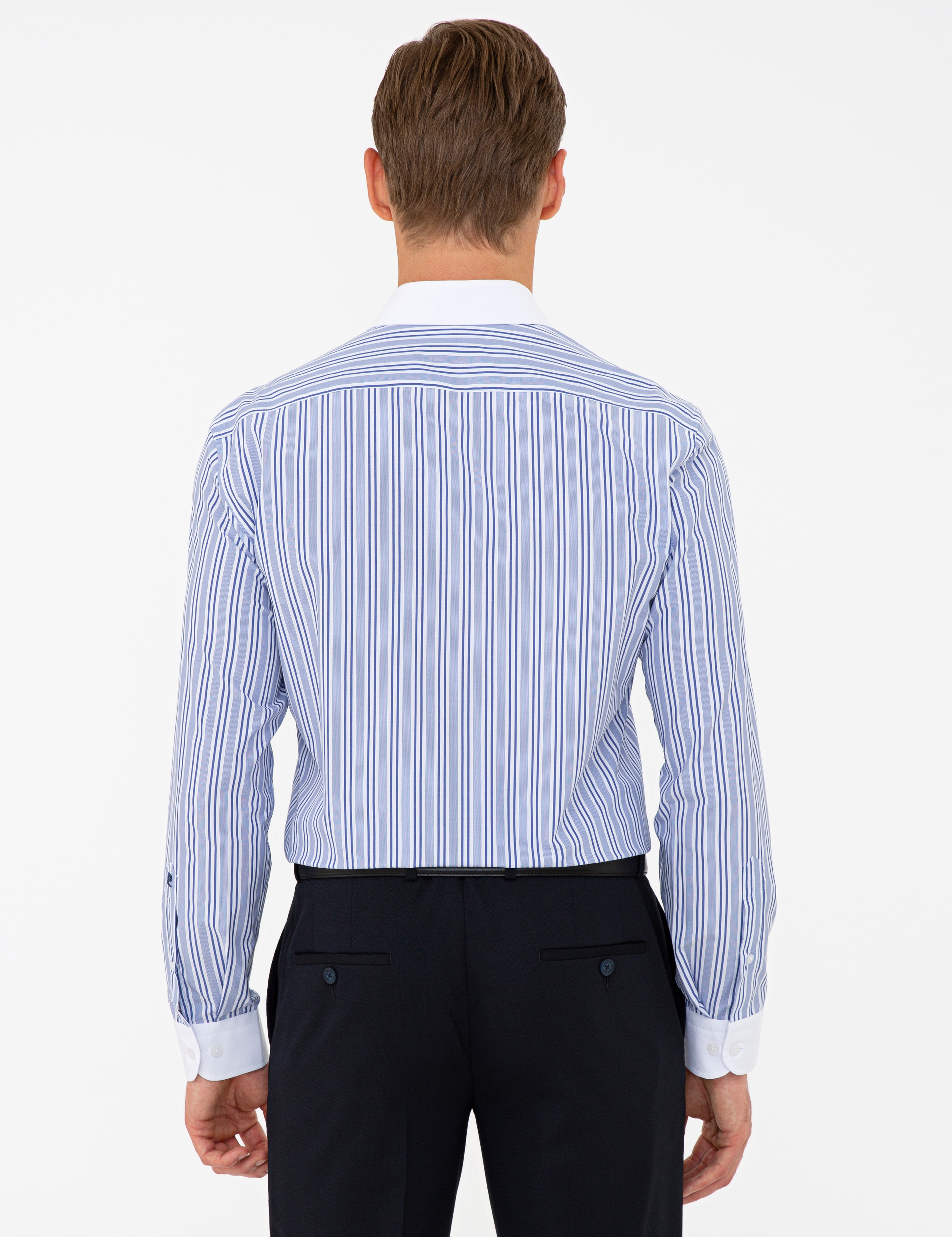Lacivert Slim Fit Uzun Kollu Gömlek - Image 3