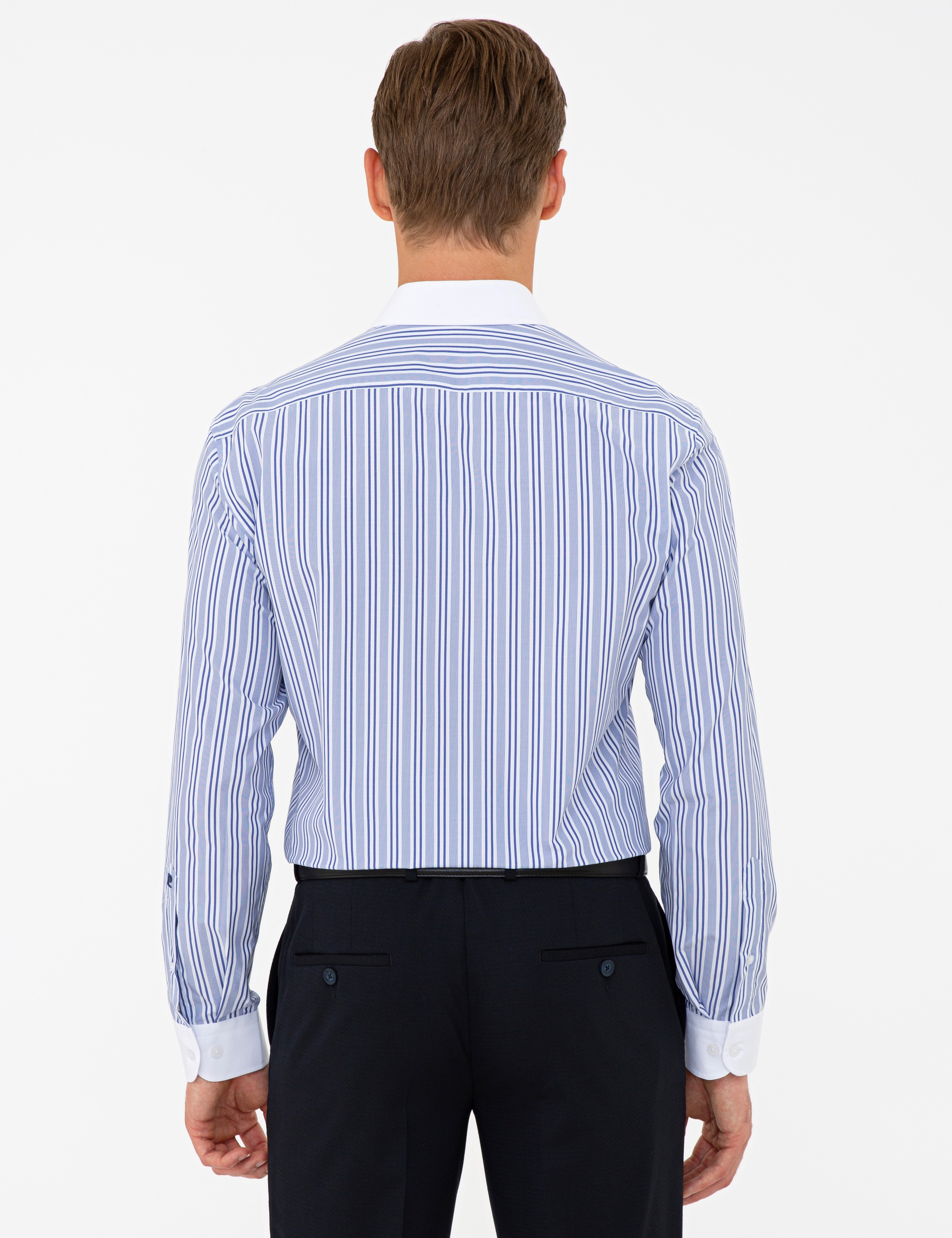 Lacivert Slim Fit Uzun Kollu Gömlek