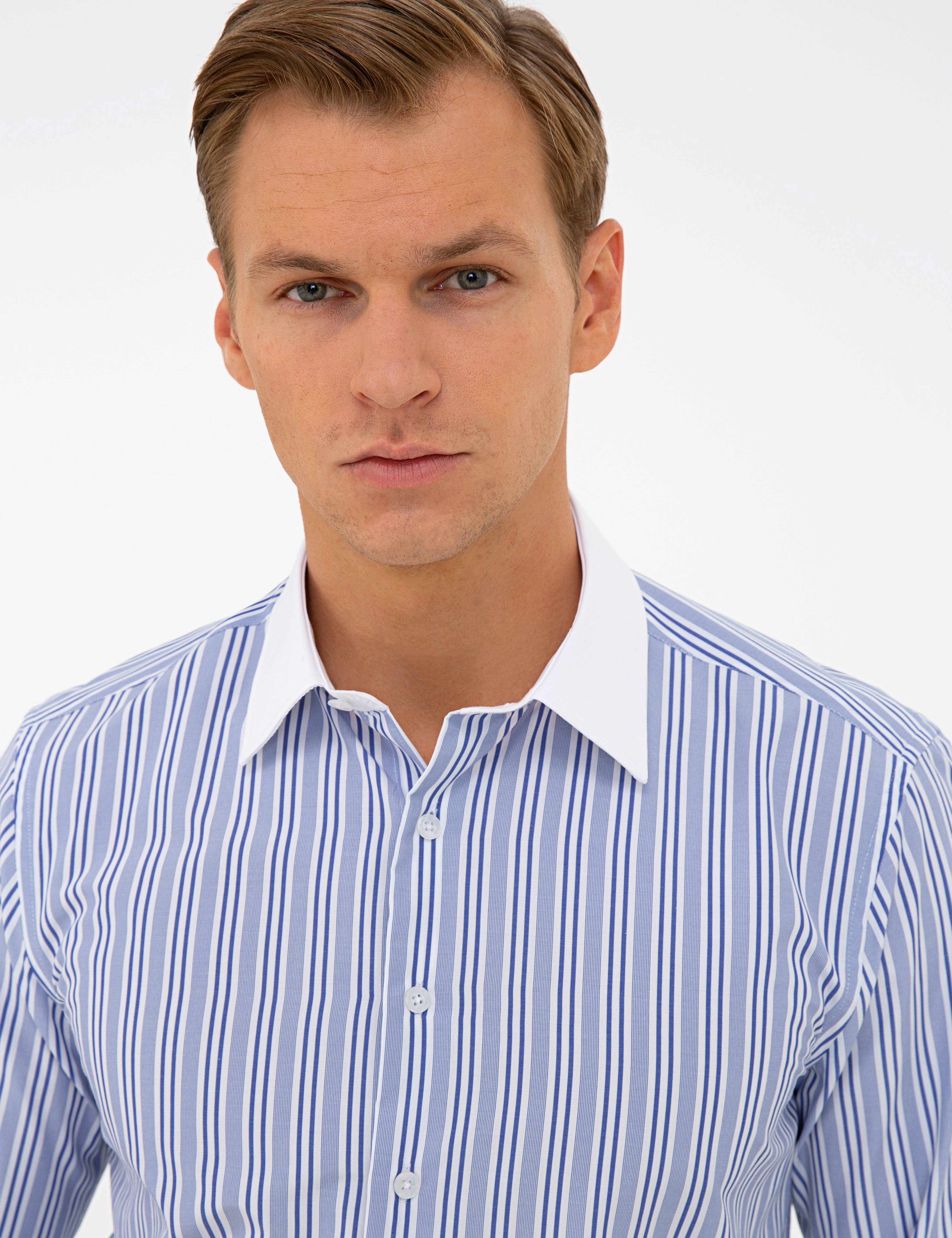Lacivert Slim Fit Uzun Kollu Gömlek
