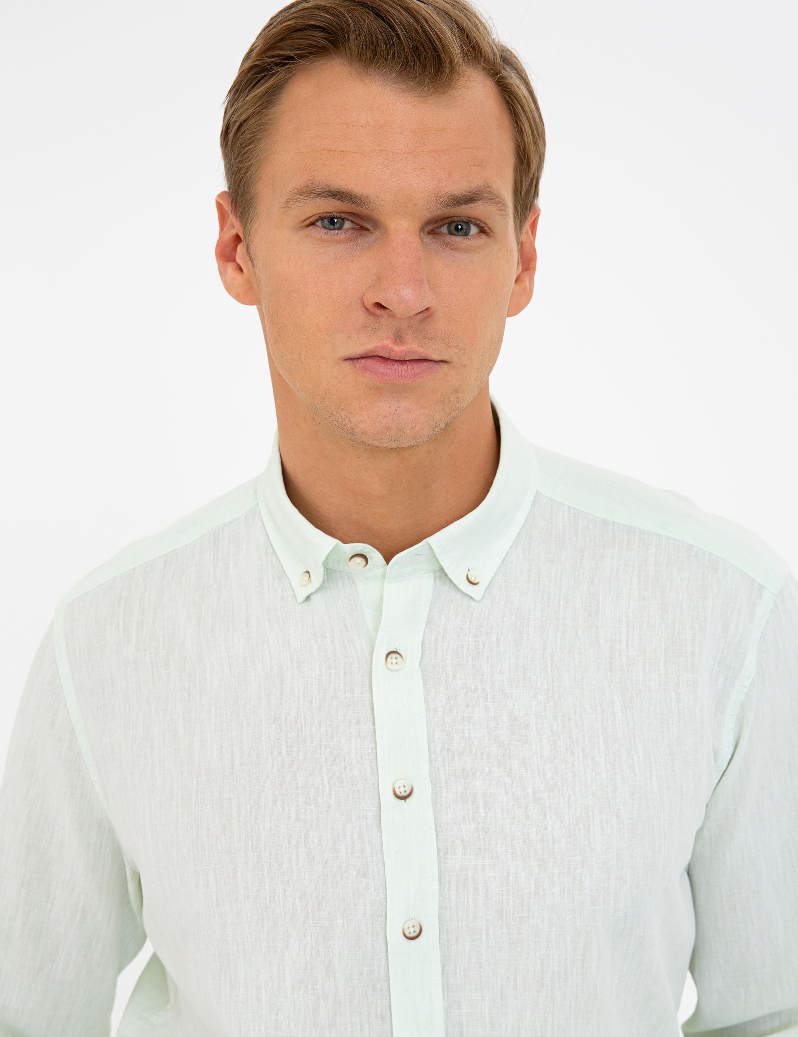 Açık Yeşil Regular Fit Uzun Kollu Gömlek