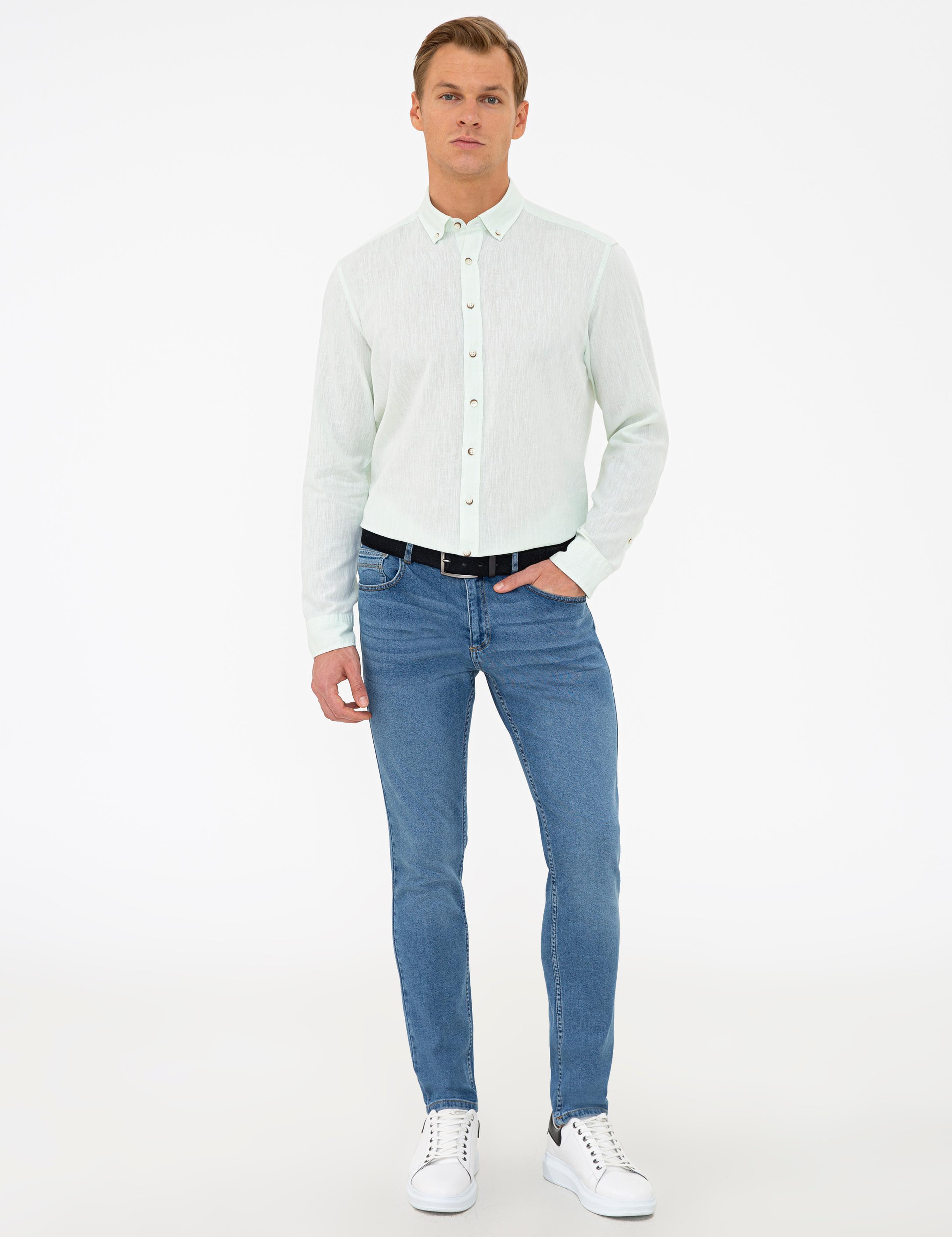 Açık Yeşil Regular Fit Uzun Kollu Gömlek