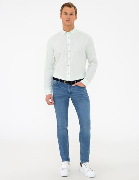 Açık Yeşil Regular Fit Uzun Kollu Gömlek - 50235132130