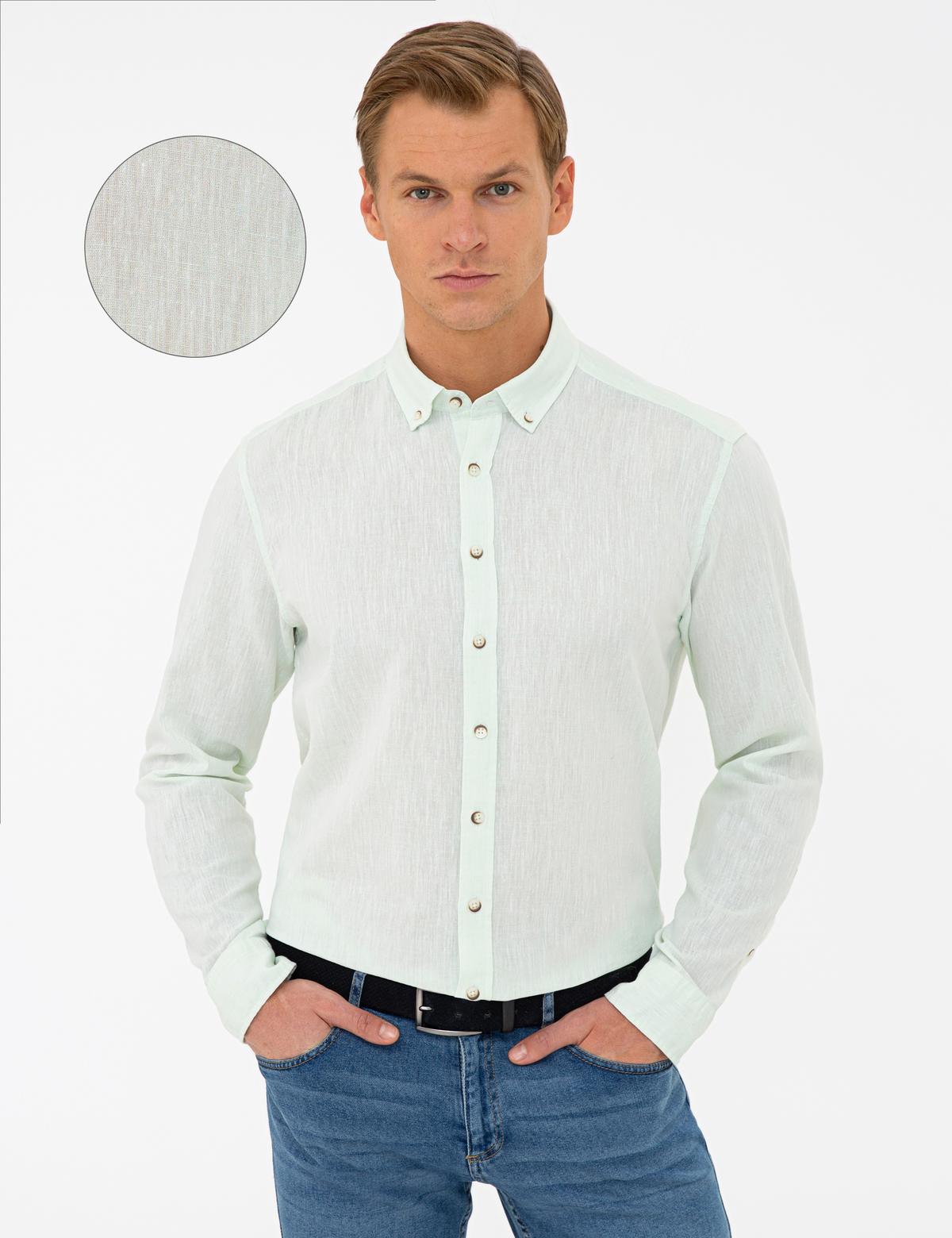 Açık Yeşil Regular Fit Uzun Kollu Gömlek