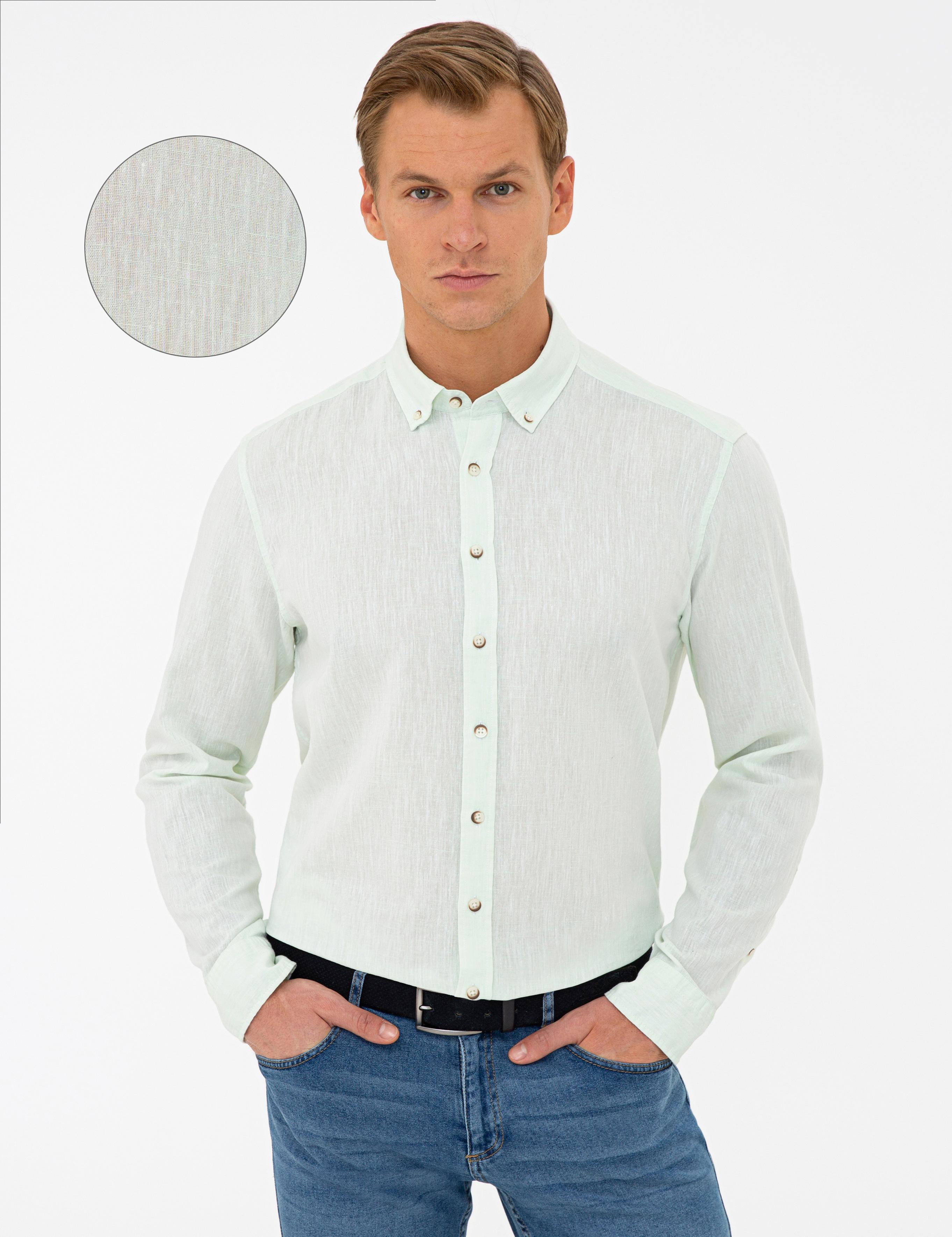 Açık Yeşil Regular Fit Uzun Kollu Gömlek