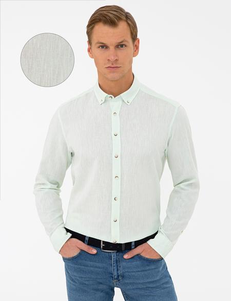 Açık Yeşil Regular Fit Uzun Kollu Gömlek - 50235132130