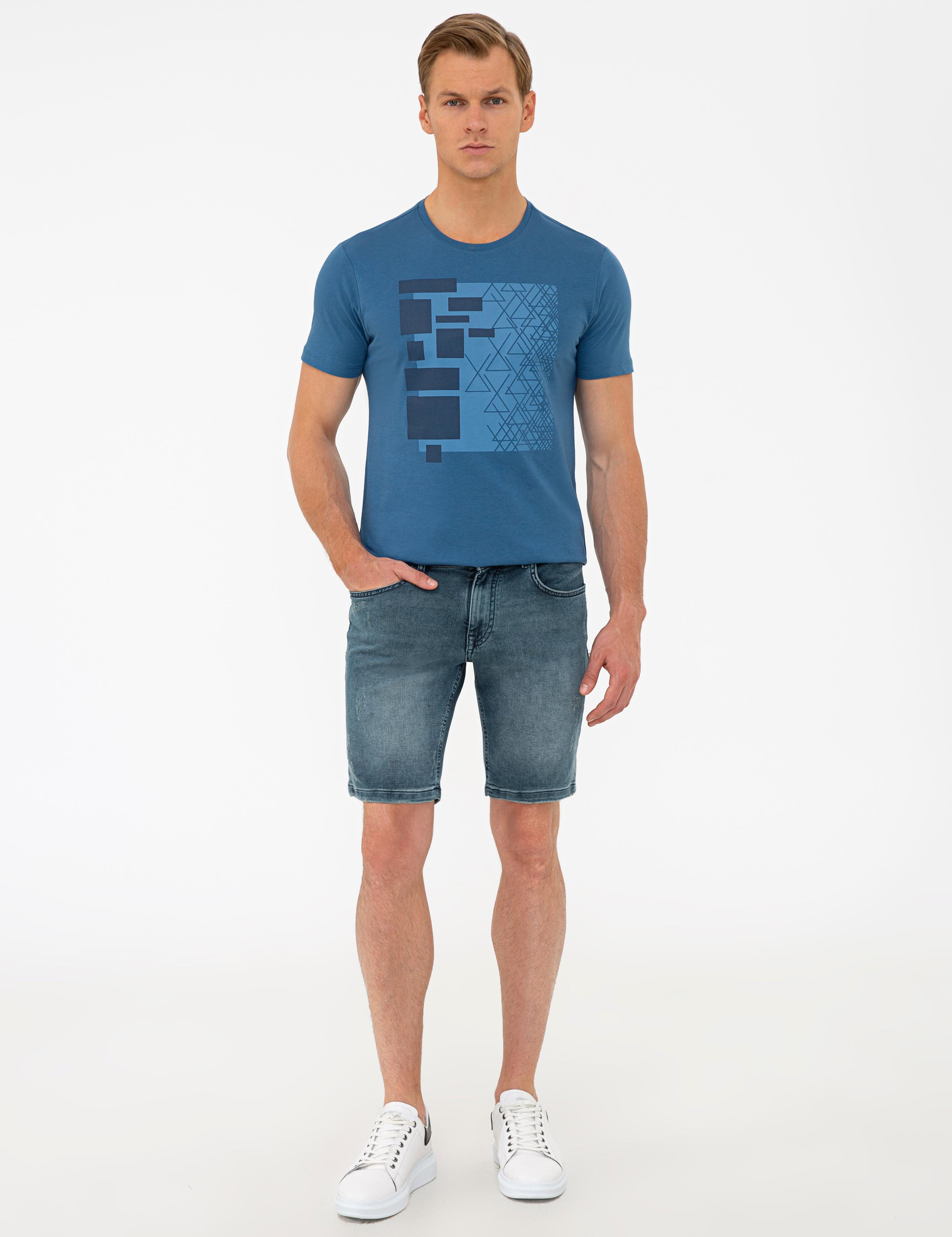 Koyu Mavi Jean Şort