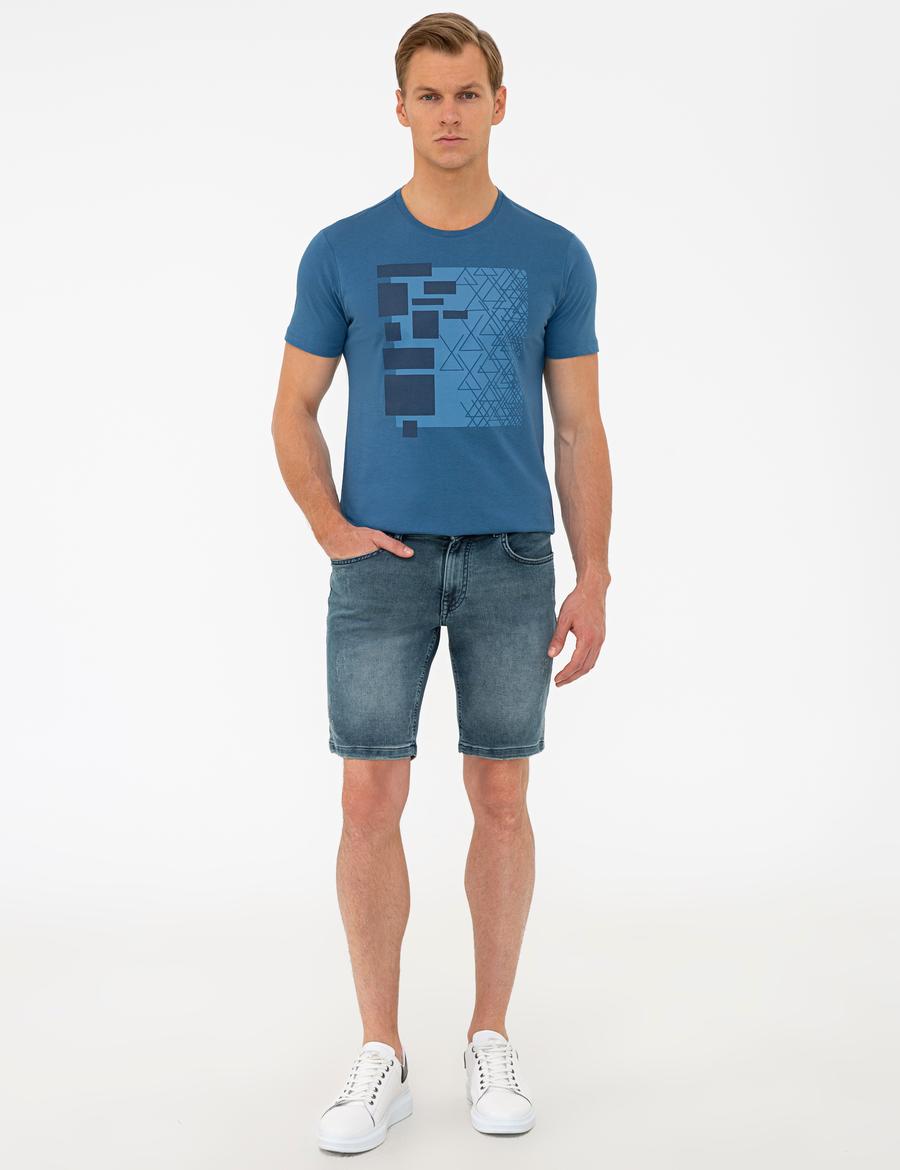 Koyu Mavi Jean Şort